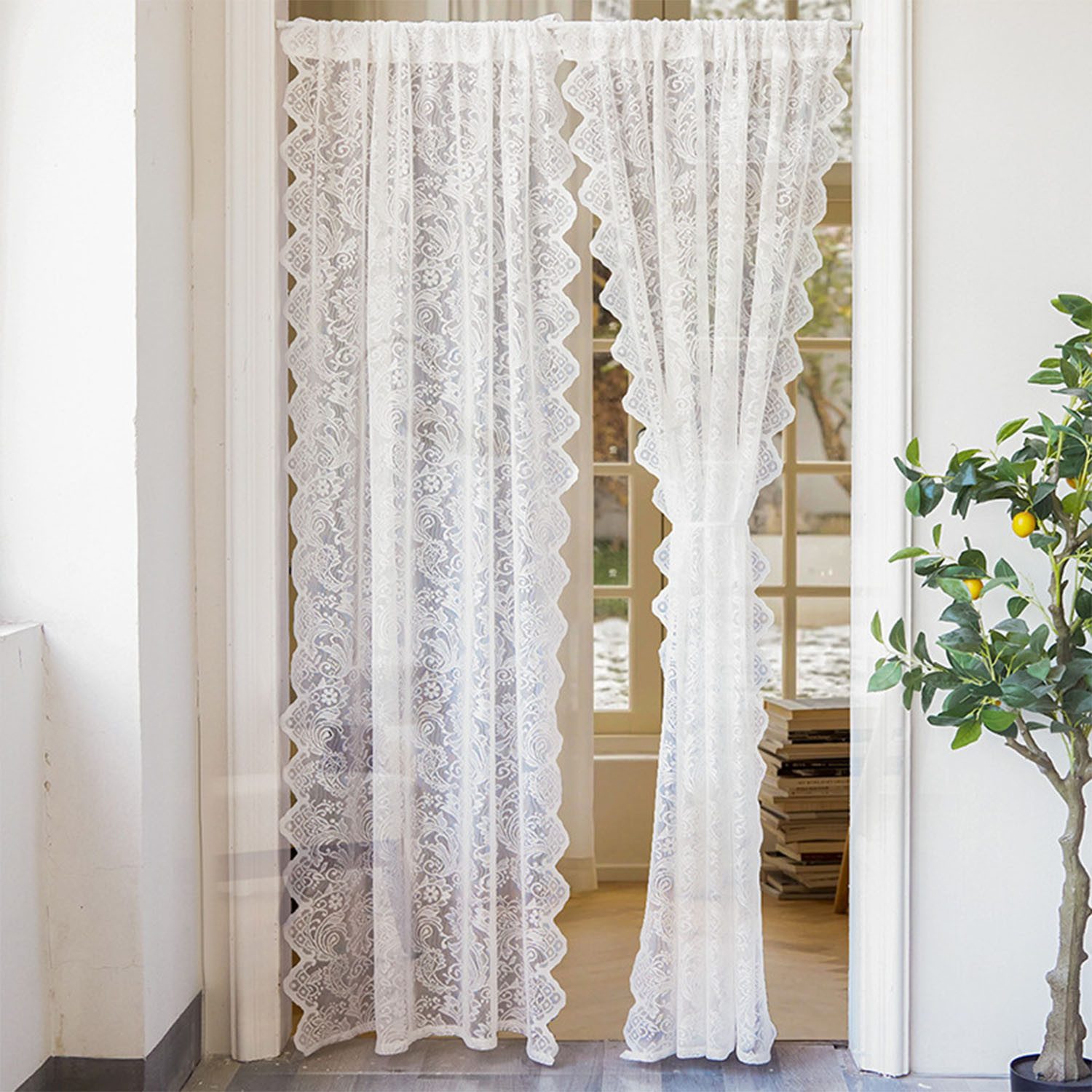 Refttenw Türvorhang Scheibengardine Voile Vorhänge Blumen günstig online kaufen