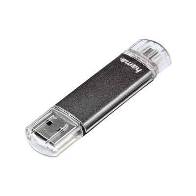 Hama Laeta Twin USB-Stick (Lesegeschwindigkeit 10 MB/s, mit Verschlusskappe für beide Anschlüsse)