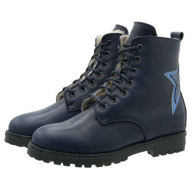 Dianetti Dianetti Stiefel 9907 Winter Boots aus Leder mit Lammfell Blau Schnürstiefelette