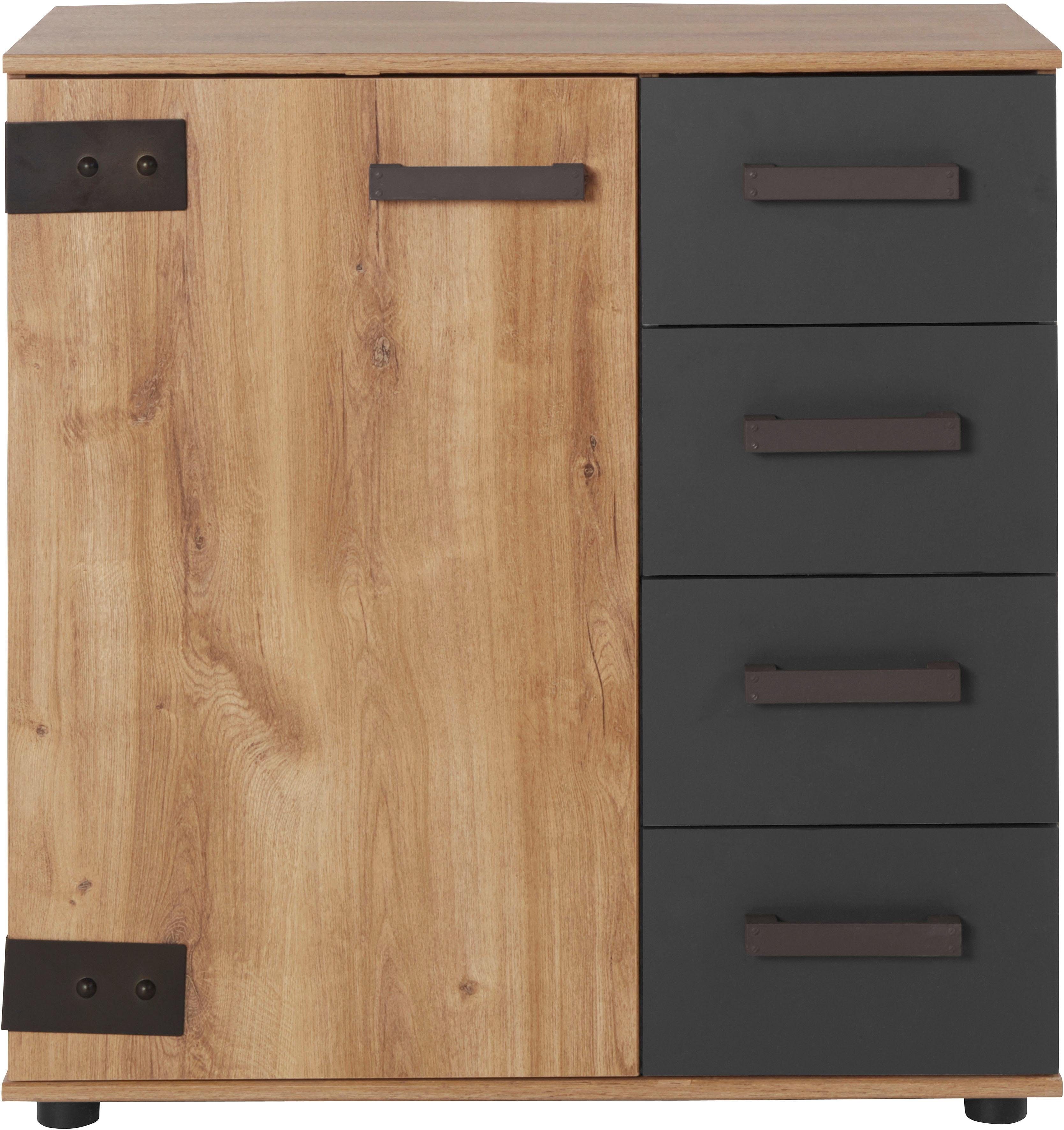 Wimex Kombikommode Malmoe, Schrank mit 1 Tür und 4 Schubladen, Made in Germany, im rusikalen look, Industrial Design, 81x41x83cm