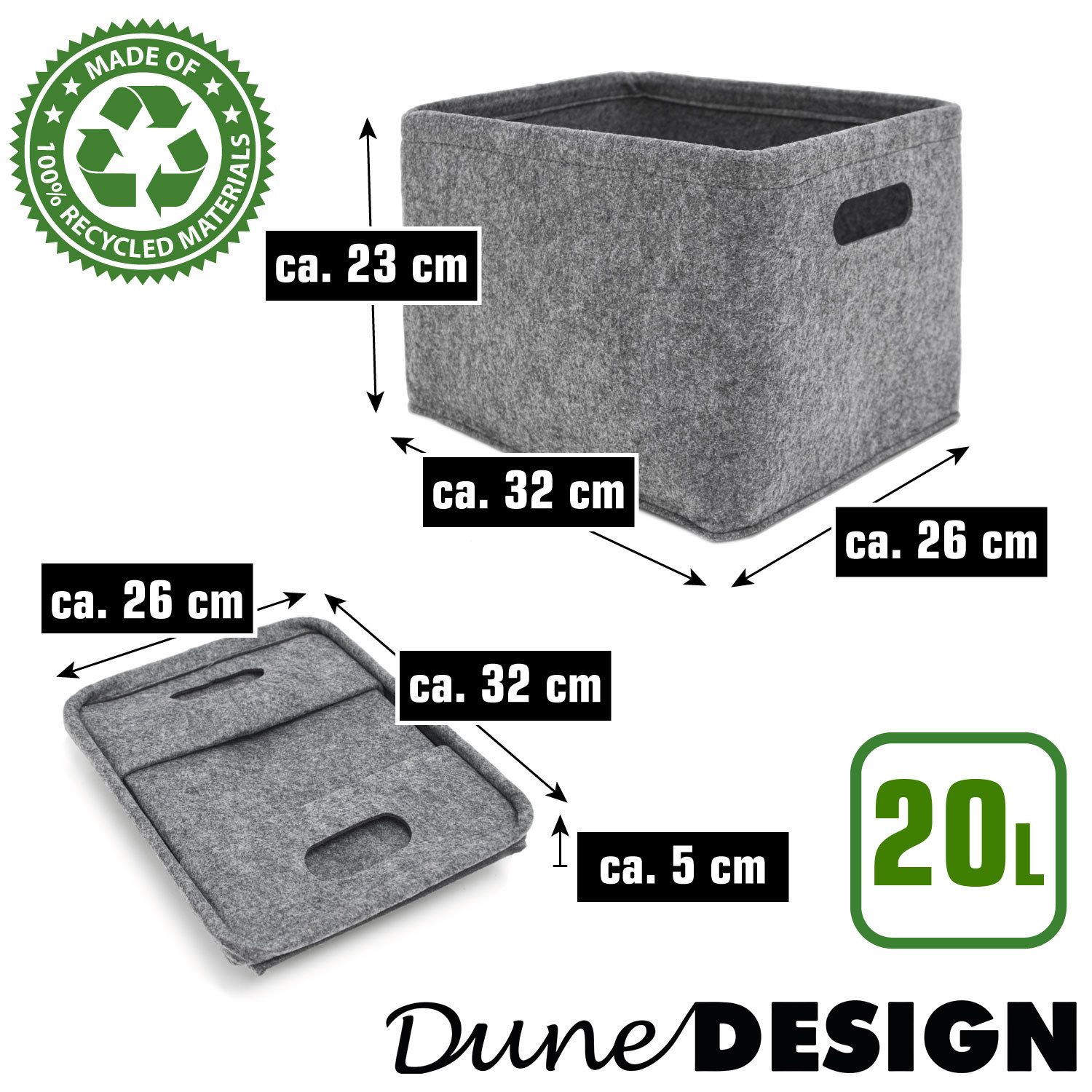 DuneDesign Aufbewahrungskorb 2x Filz Aufbewahrungsbox 33x26x23 günstig online kaufen
