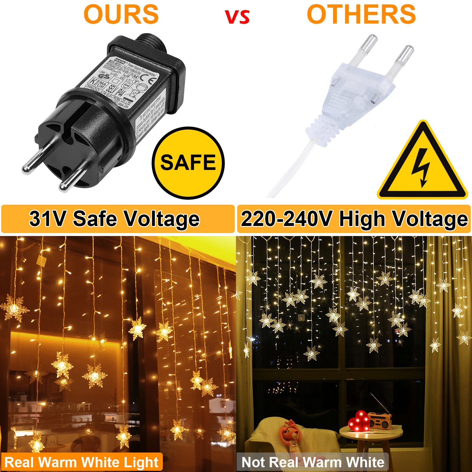 MUPOO Lichtervorhang IP44 warmweiß LED innen günstig online kaufen