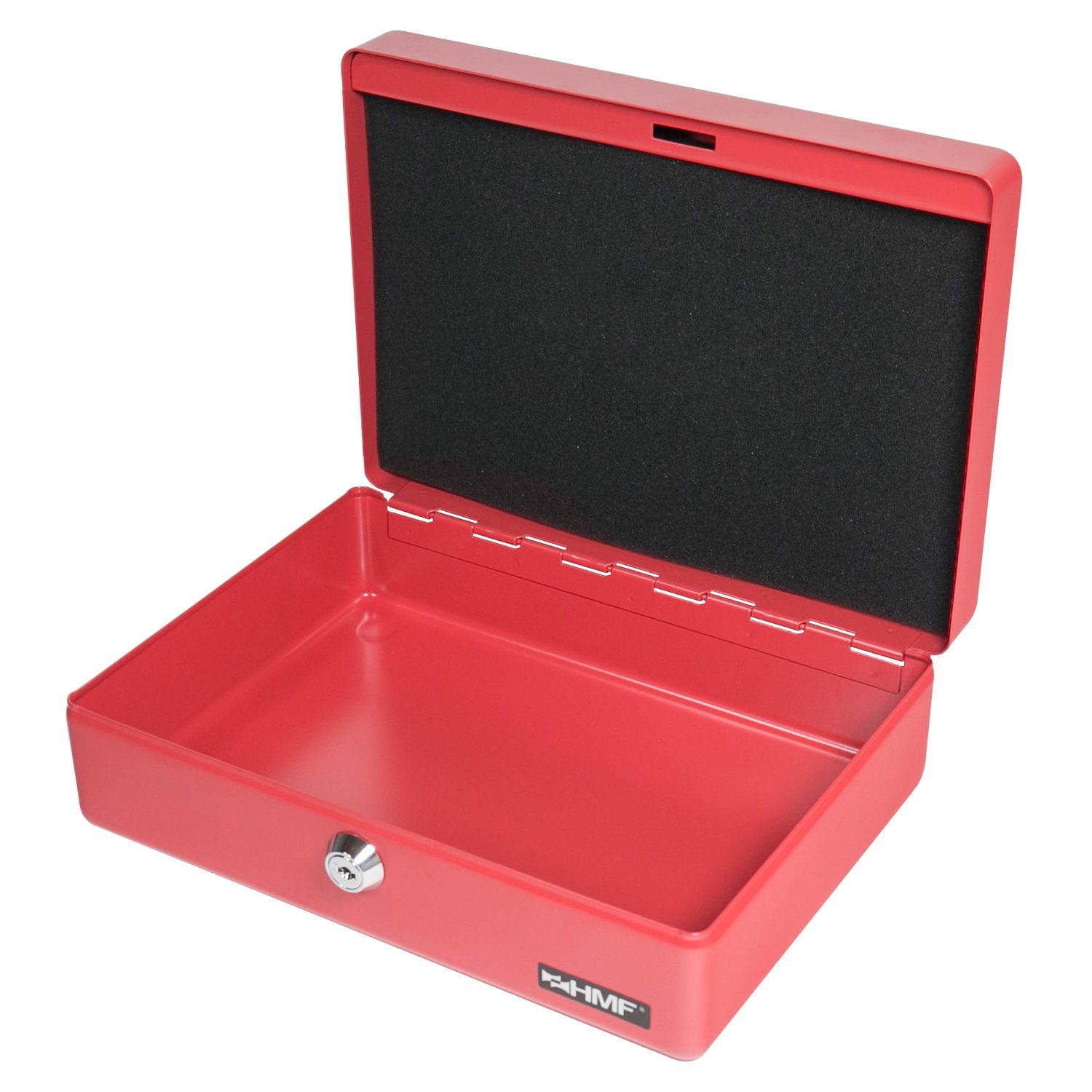 Bargeldkasse cm 25x18x9 HMF Geldkassette mit Schlüssel, rot hochwertige Geldbox mit Abschließbare Münzzählbrett,