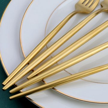 Coisini Besteck-Set 60tlg.Edelstahl Gold Besteckset für 12Personen Spülmaschinenfest (60-tlg), 12 Personen, Edelstahl