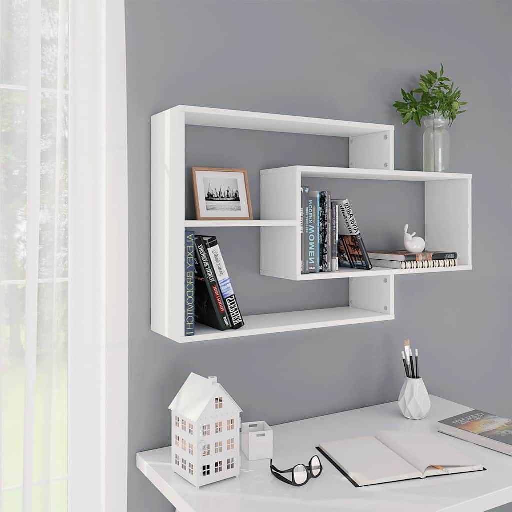 furnicato Wandregal Weißes Wandregalset aus Holzwerkstoff 104x20x58,5 cm, 1-tlg., Wandboard mit 3 offenen Fächern und Stauraum für das Wohnzimmer