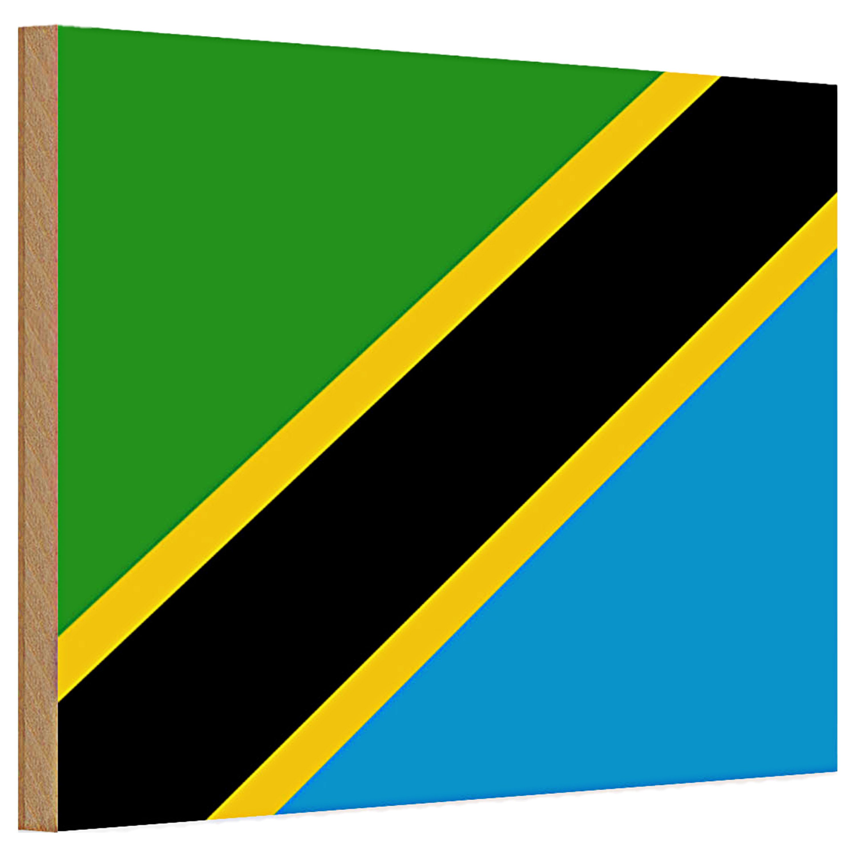Roomando Holzbild Holzschild Flagge Tansania 30x20cm Flag of Tanzania