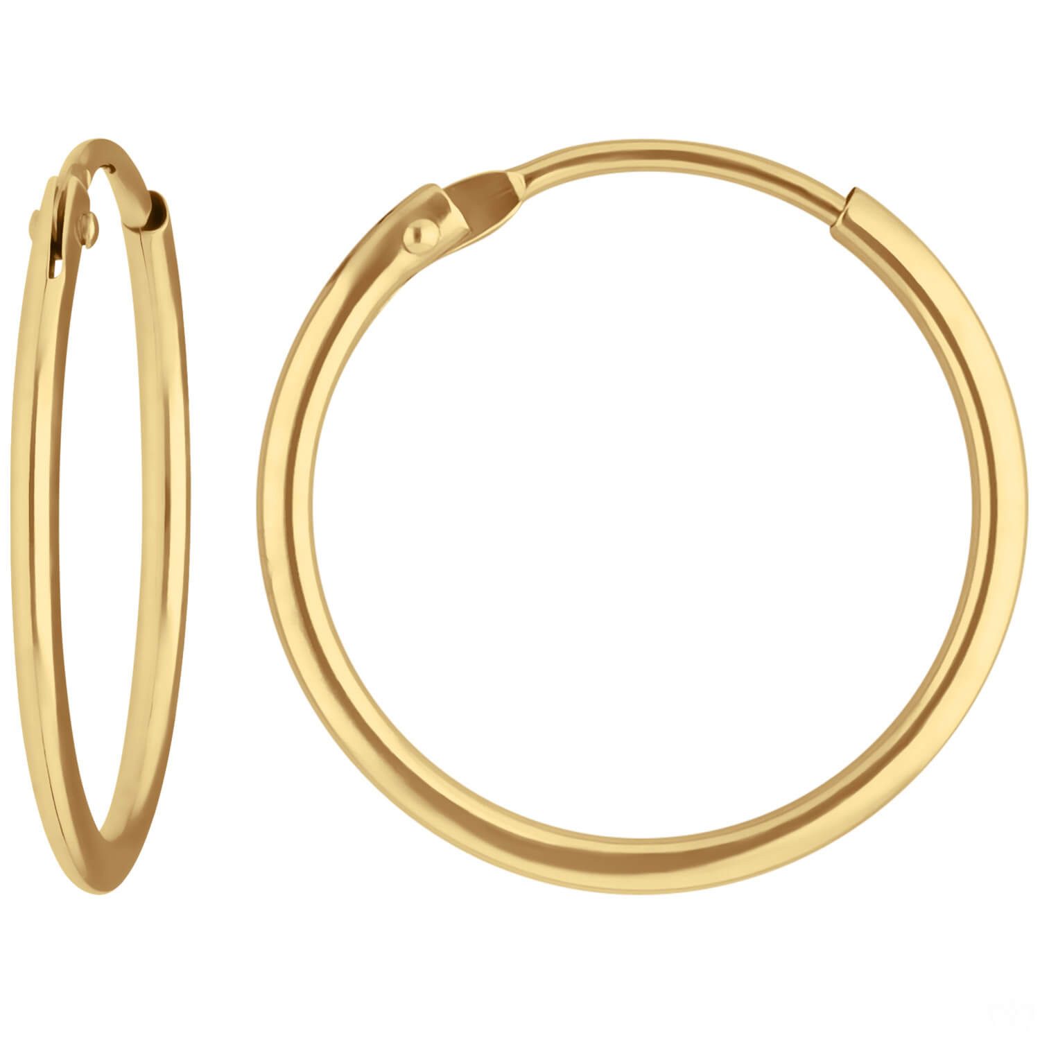 Schmuck Krone Paar Creolen Paar Ohrringe Creolen rund schlicht aus 750 Gelbgold 