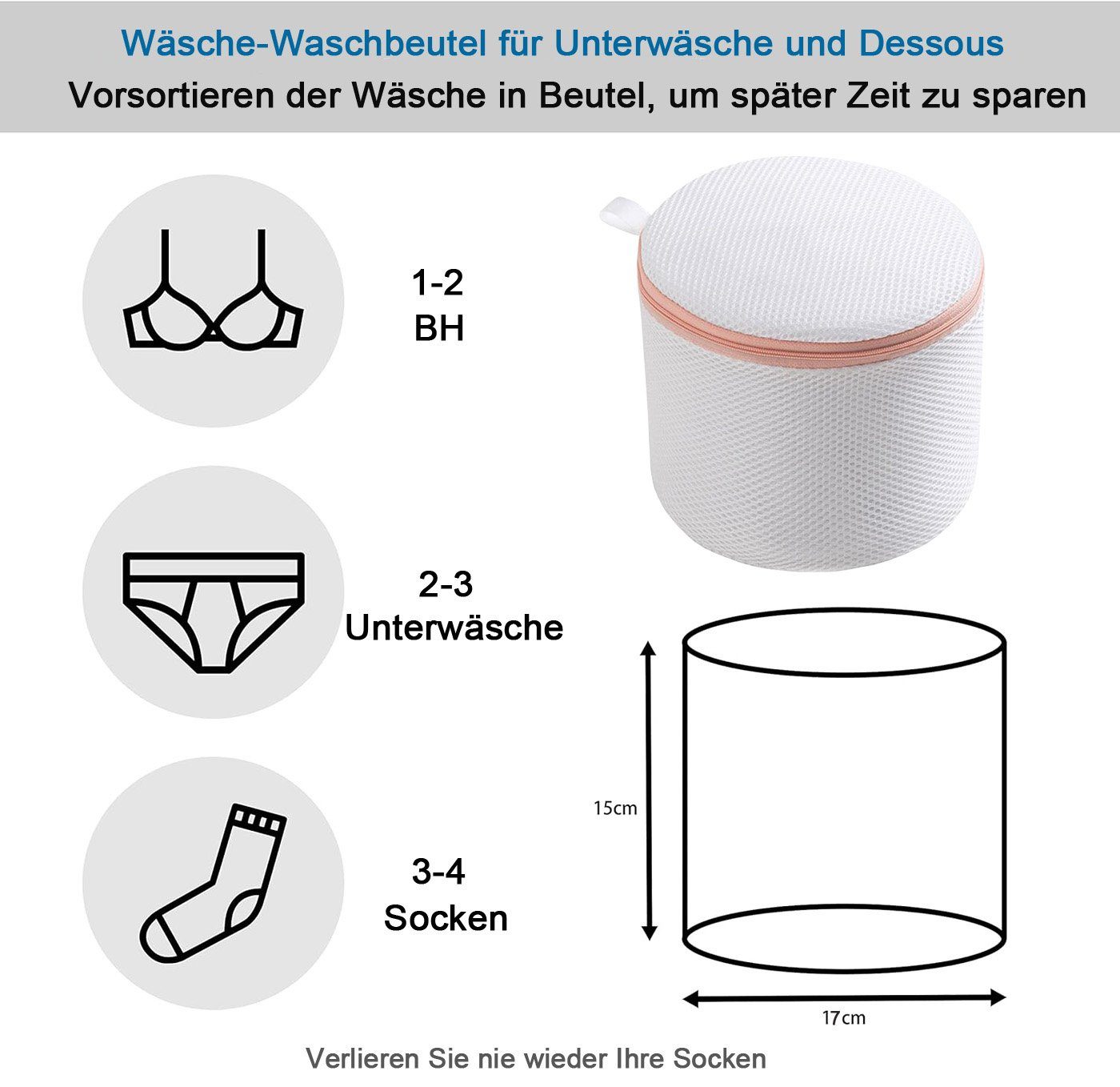 Coonoor Wäschenetz Profi BH Wäschenetze, Wäschesack für Dessous,(Wäschesäcke BHs, 2-St), für Waschmaschine und Trockner, robuster Reißverschluss