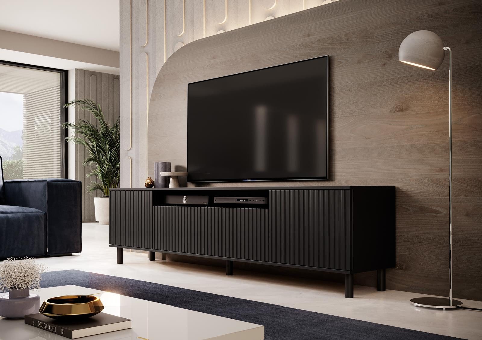 Compleo TV-Schrank 200 cm breit,Hängendes TV-Lowboard oder auf hohen Füßen