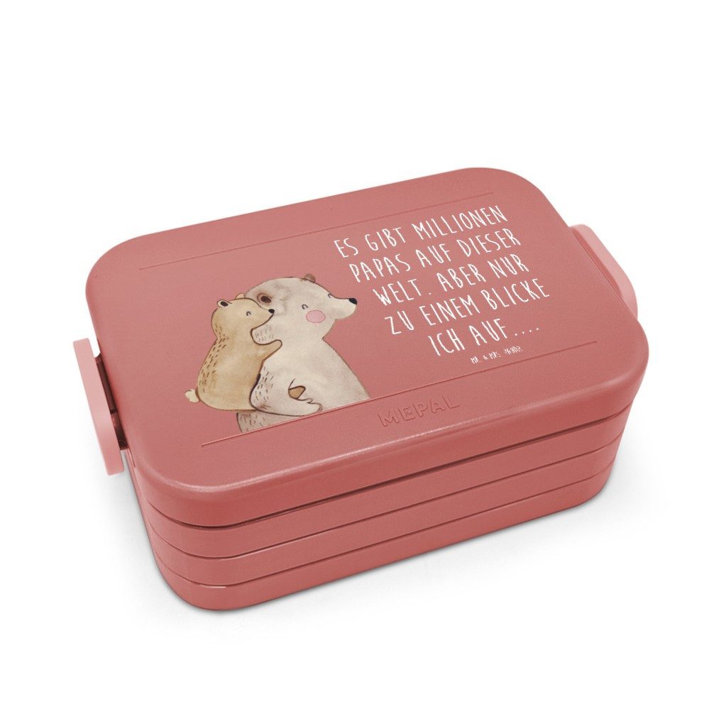Mr. & Mrs. Panda Butterdose Papa Bär Motiv, Bento Box, Rot Pastell, Essensbox, Essensbehälter, Lu, Polypropylen lebensmittelecht, (Packung), Geburtstag Snackdose Lunchbox