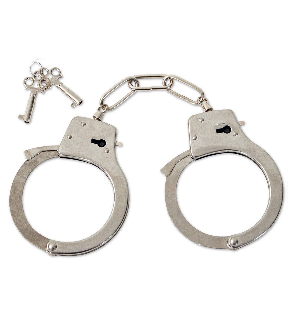 Orlob Polizei-Kostüm Metall Handschellen mit 2 Schlüssel Polizei Halloween Karneval, 100% Metall