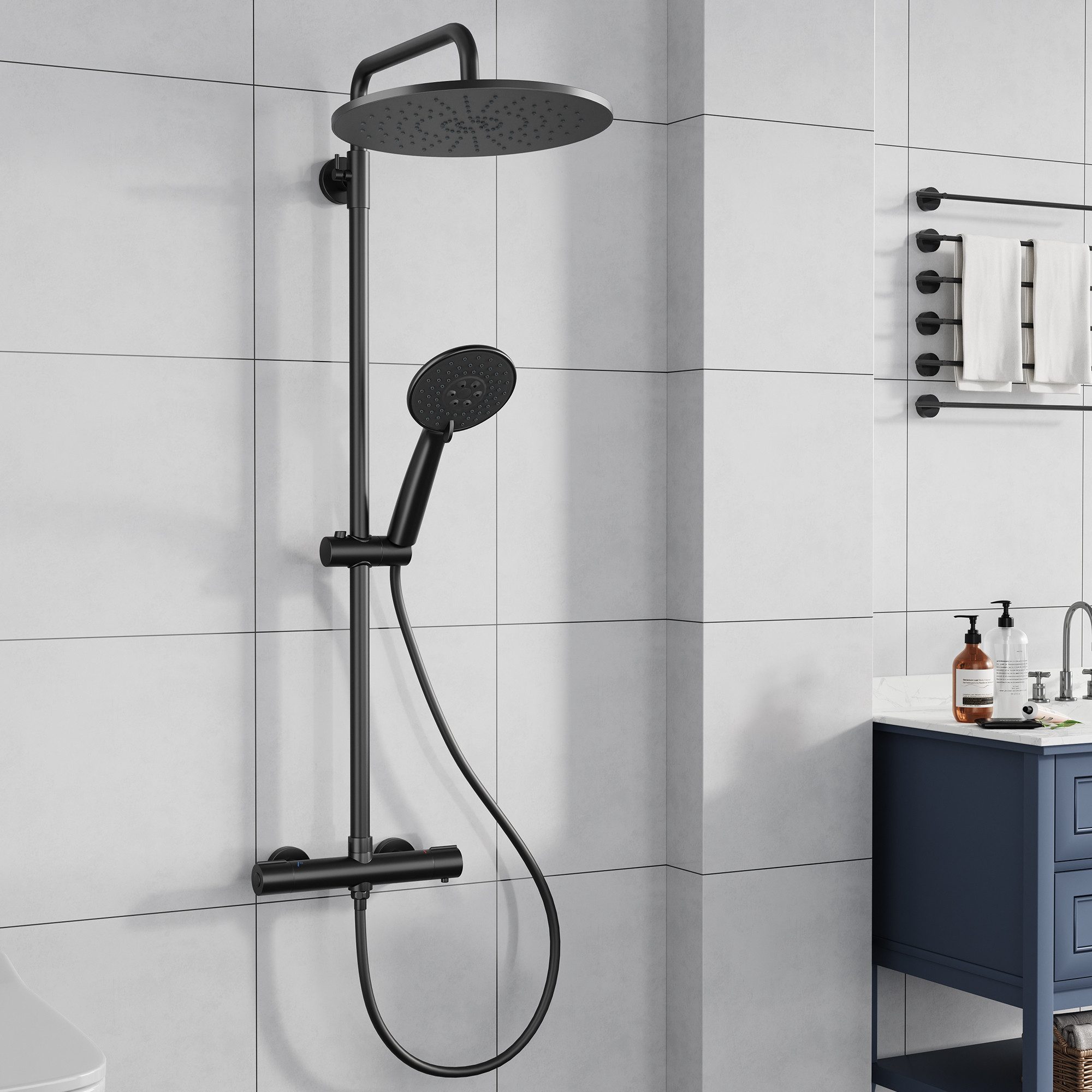 GarveeMore Brausegarnitur Duschsystem mit Thermostat 38℃ Duschset Regendusc günstig online kaufen