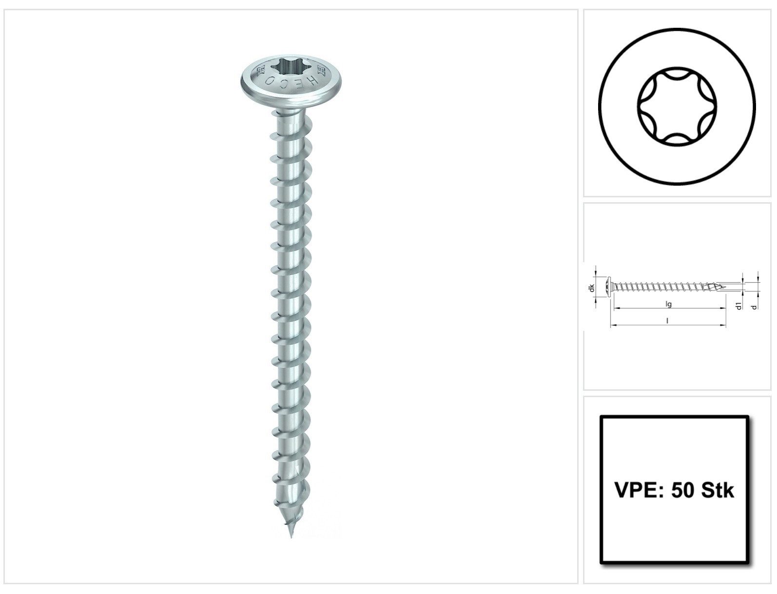HECO Schrauben Schraube TOPIX plus Profi Holzbauschraube 8,0 x 120 mm 50 Stück (61270) Voll