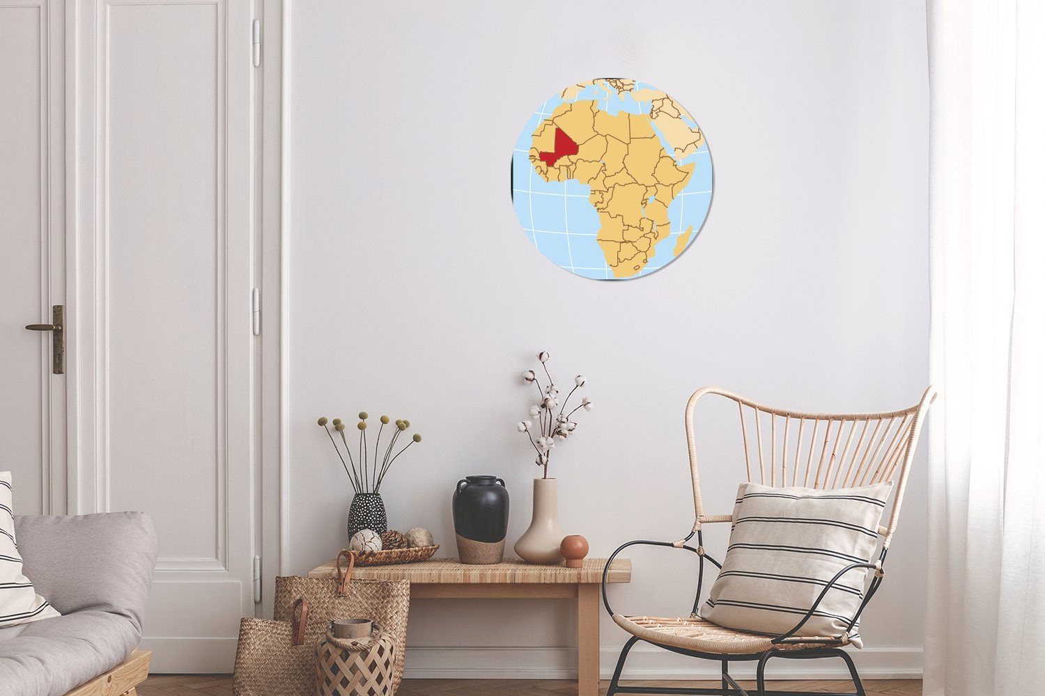 (1 Tapetenaufkleber, Mali MuchoWow Tapetenkreis der für Landkarte afrikanischen auf von St), Kinderzimmer, Wandsticker Rund, Wohnzimmer Illustration