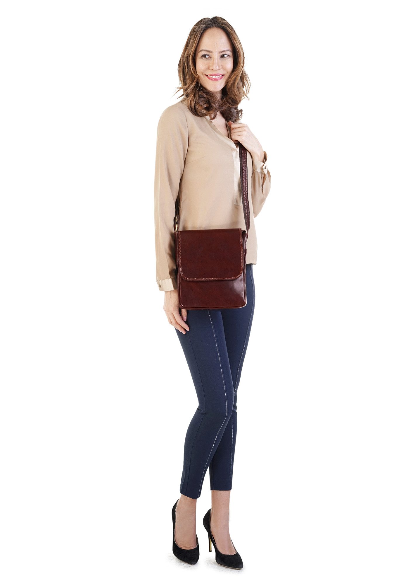 Piké Umhängetasche (1-tlg), echt Leder, Made in Italy