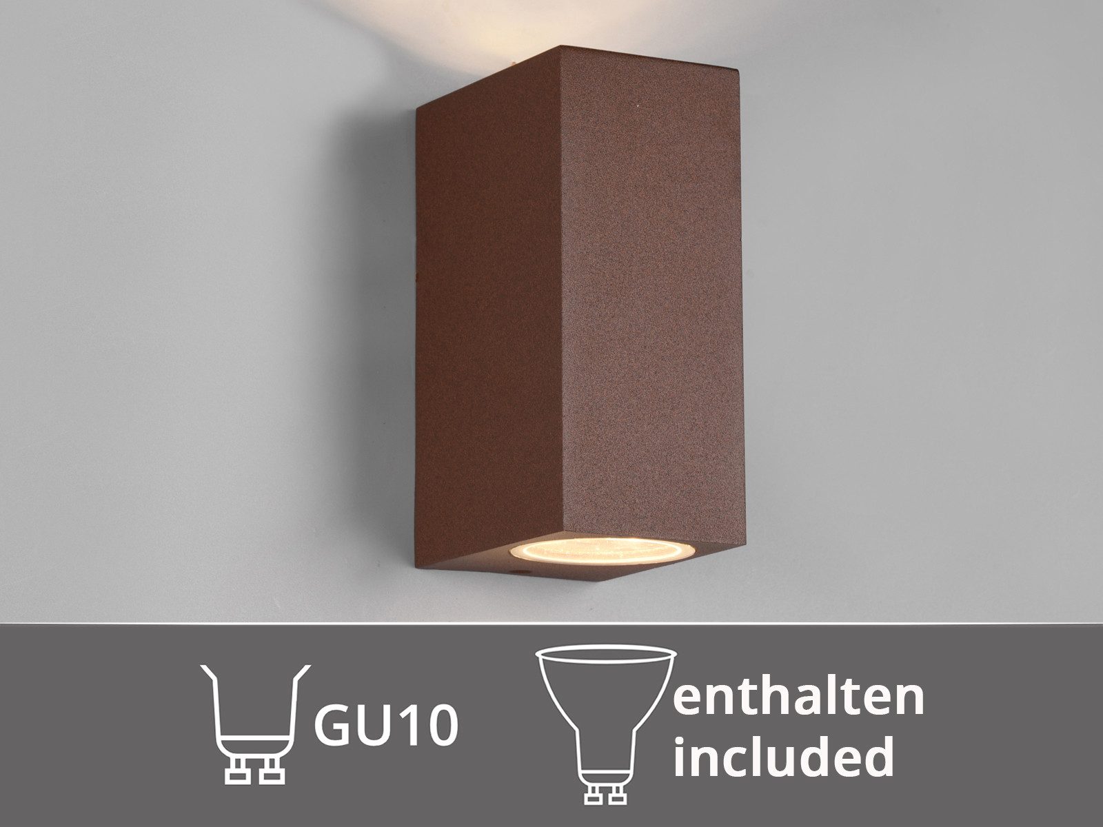 TRIO Leuchten LED Außen-Wandleuchte up and Down Rostoptik, Höhe 15cm, LED wechselbar, warmweiß, Wand Außenleuchte, Fassadenbeleuchtung Hauswand Haustür mit GU10 – Bild 5 von 5