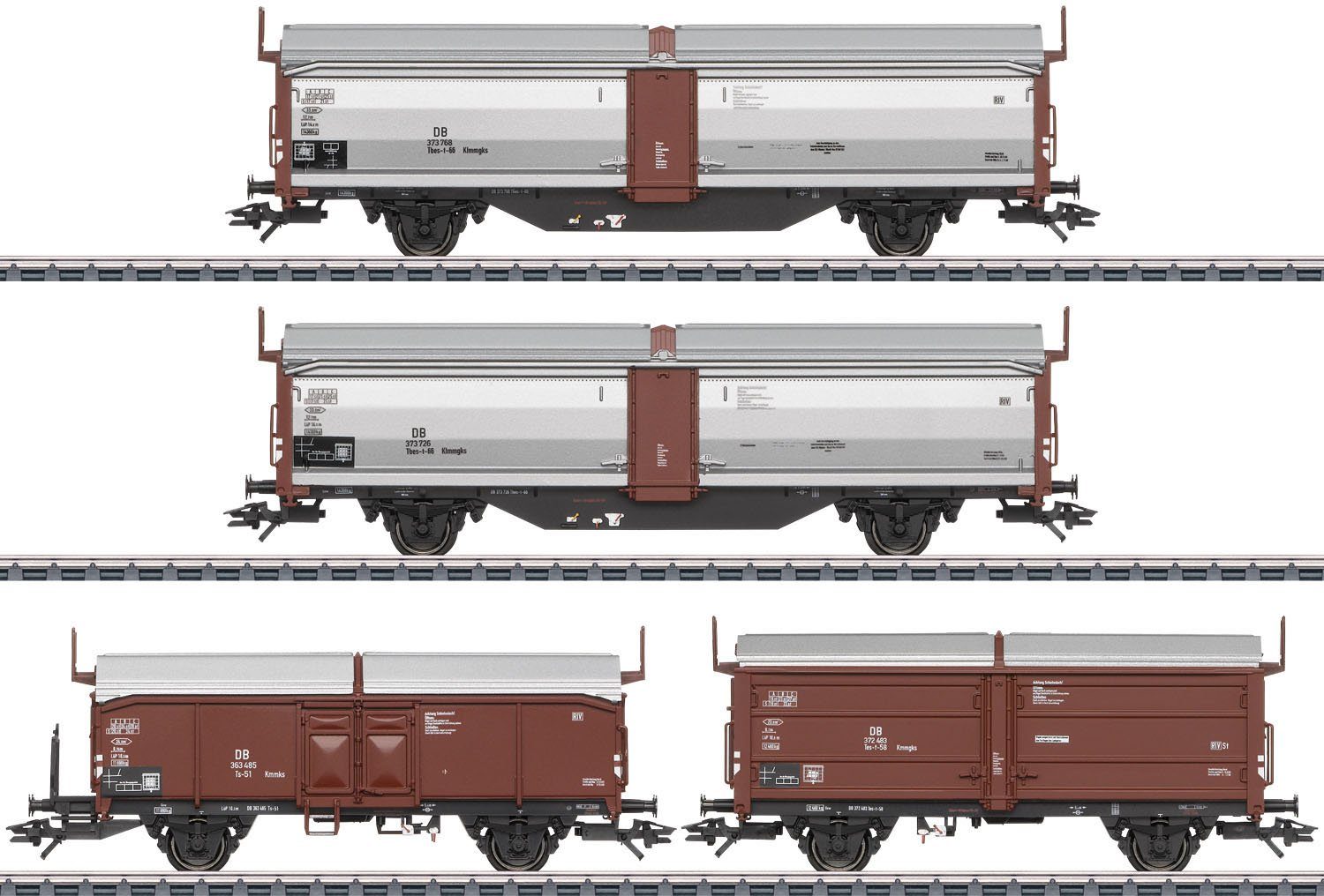 Güterwagen Schiebedach-/Schiebewandwagen-Set Tbes-t-66 - 47301