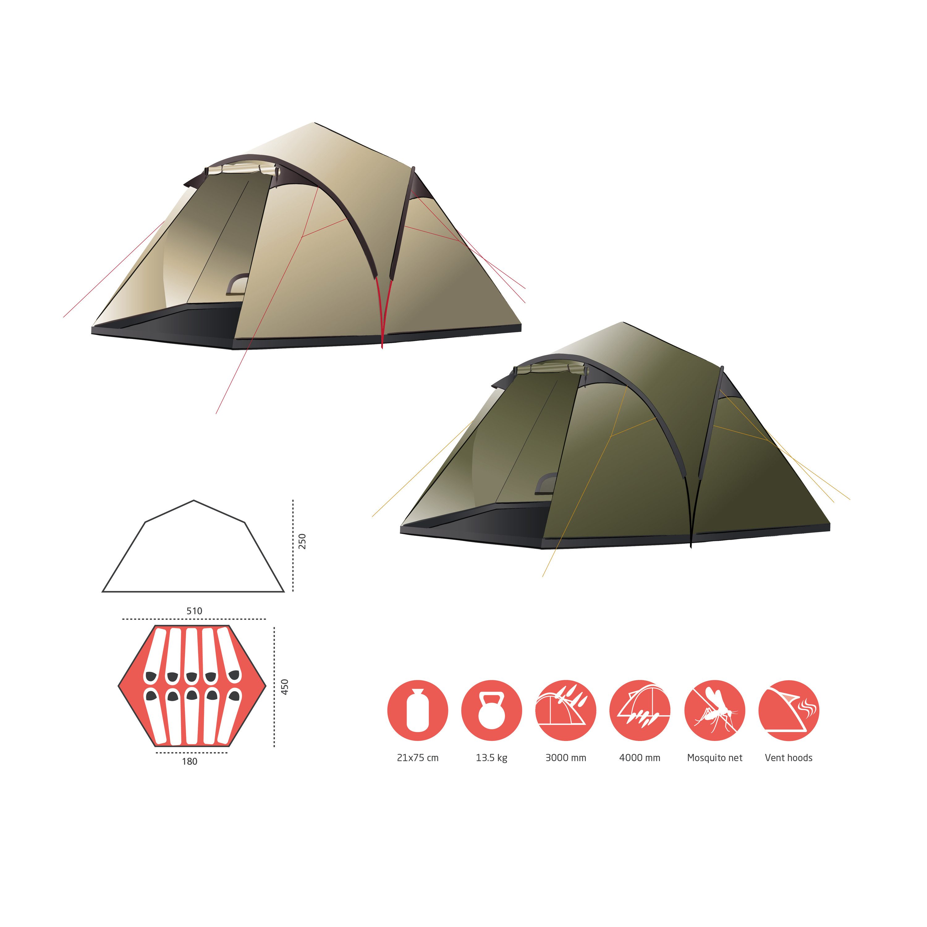 GRAND CANYON Tipi-Zelt BLACK KNOB 10, Personen: 10 (1 tlg)