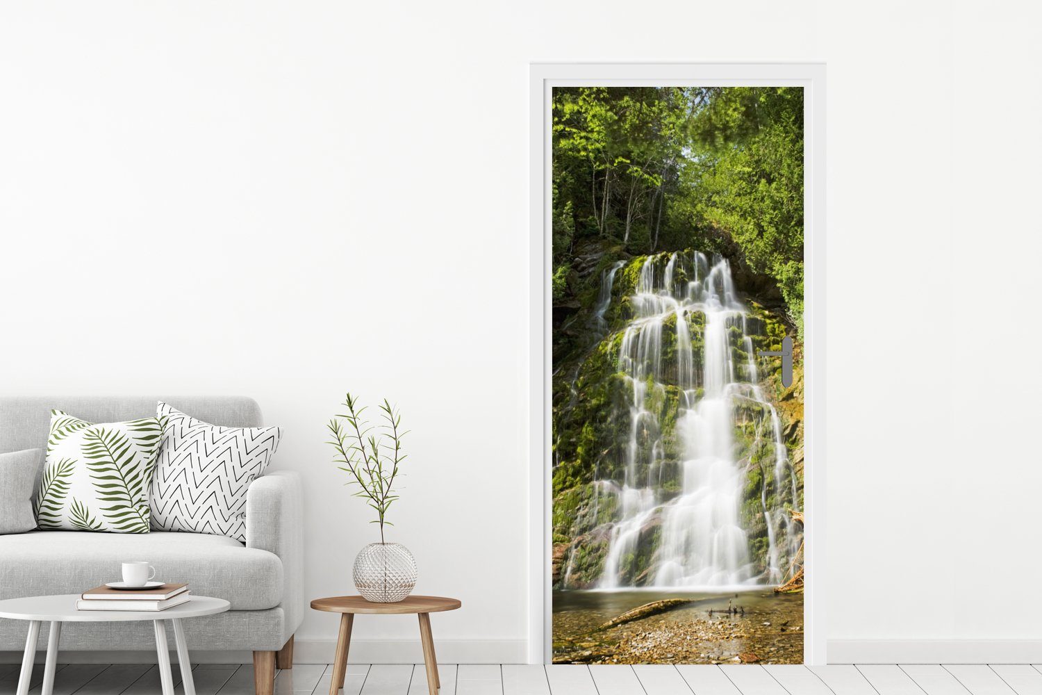 MuchoWow Türtapete Wasserfall Park, St), (1 Nordamerika, Türaufkleber, National im cm Forillon Tür, bedruckt, Matt, 75x205 für Fototapete