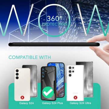 Nalia Smartphone-Hülle Samsung Galaxy S24 Plus, Klare 360 Grad Hülle / Hybrid Case / Fallschutz Rahmen / Rundumschutz