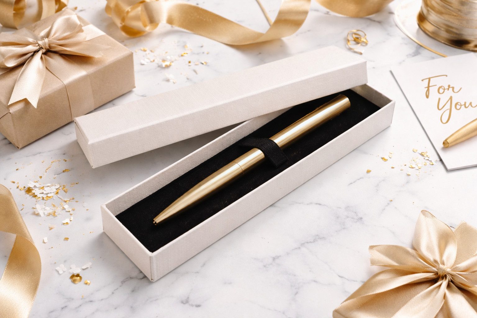 Dany Marcus Drehkugelschreiber Edelstahl-Kugelschreiber, Gold Matt, Elegantes Design, in Geschenkbox, (Set, Kugelschreiber mit Geschenkbox), inkl. Geschenkbox, mit Mine in schwarz
