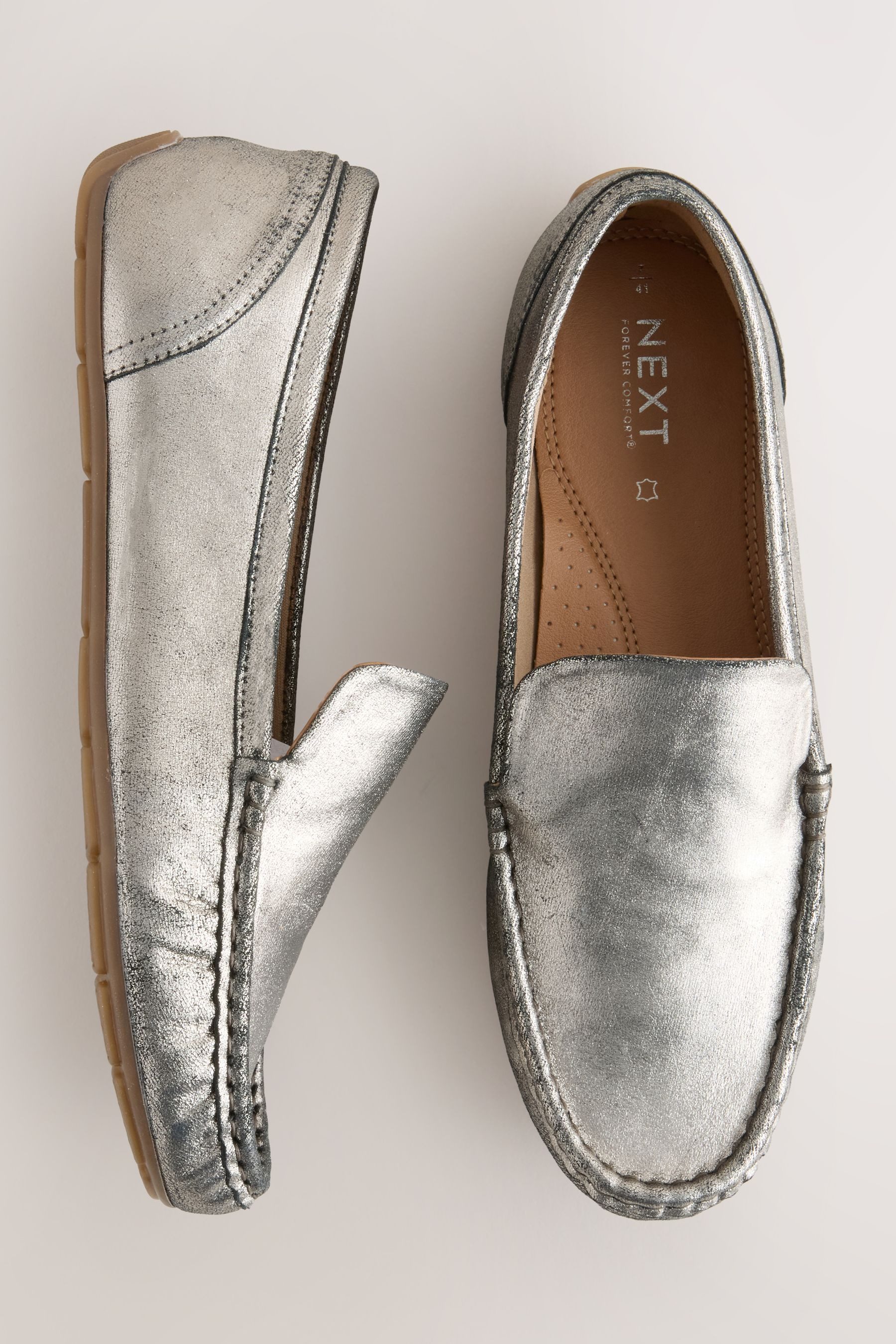 Next Forever Comfort® Runde, schmale Lederschuhe Slipper (1-tlg) günstig online kaufen