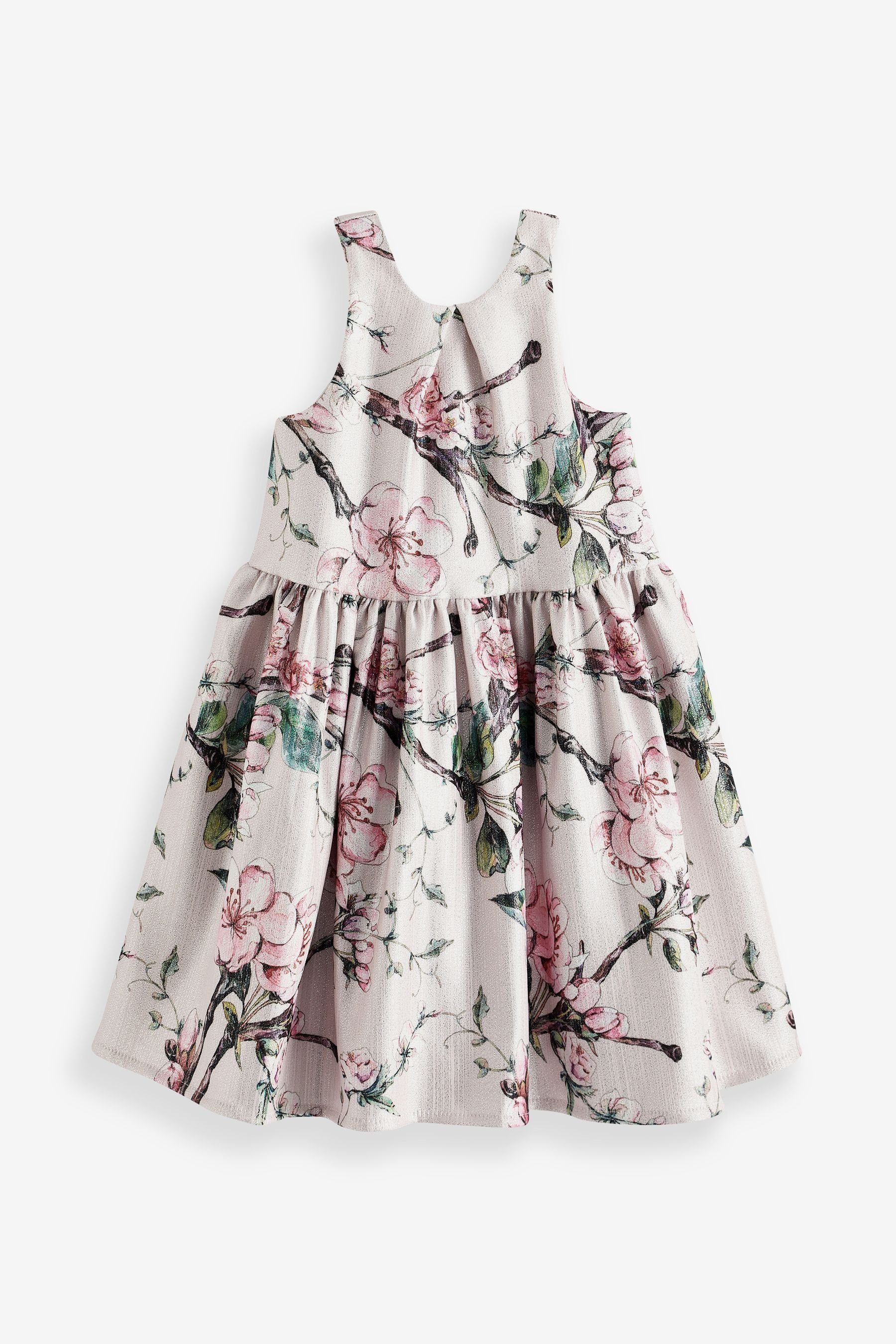 Next Druckkleid Metallic-Kleid mit Blumen-Print (1-tlg) Pink