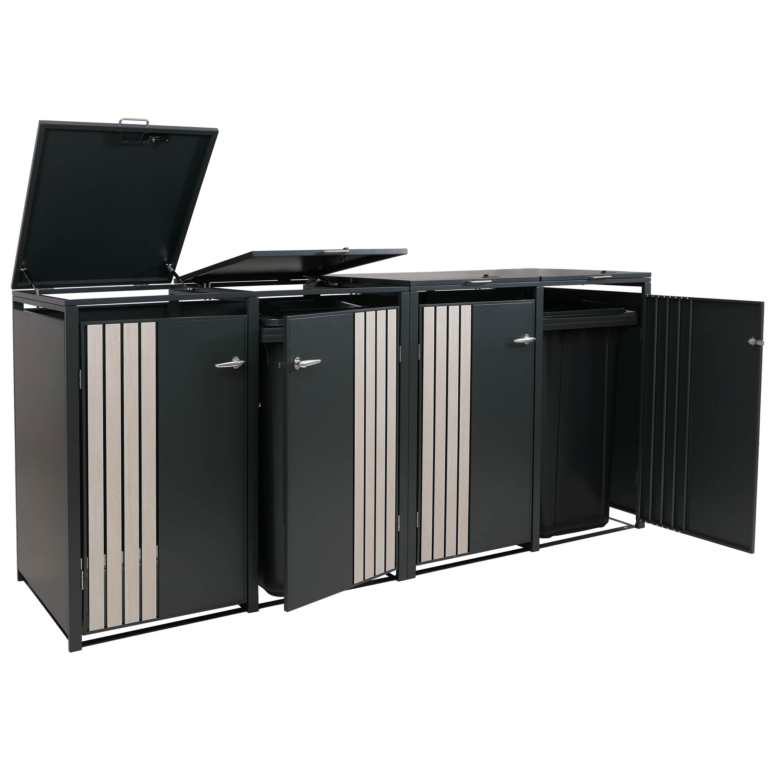 MCW Mülltonnenbox MCW-O67-4 (4 St), Für 4 Mülltonne mit 80 bis 240 Liter Fassungsvermögen