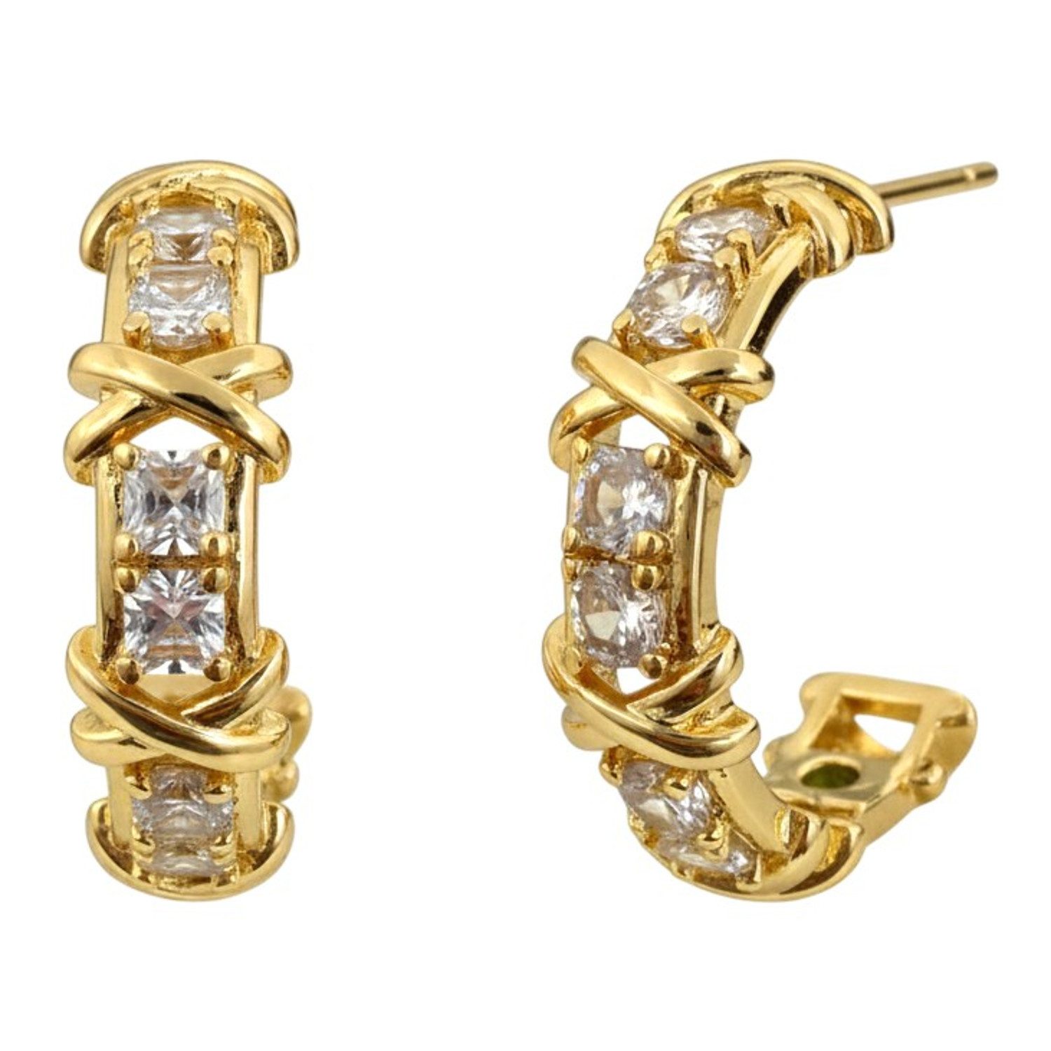 KARMA Creolen-Set Damenohrringe Halbreolen mit Zirkonen besetzt (Funkelnder günstig online kaufen