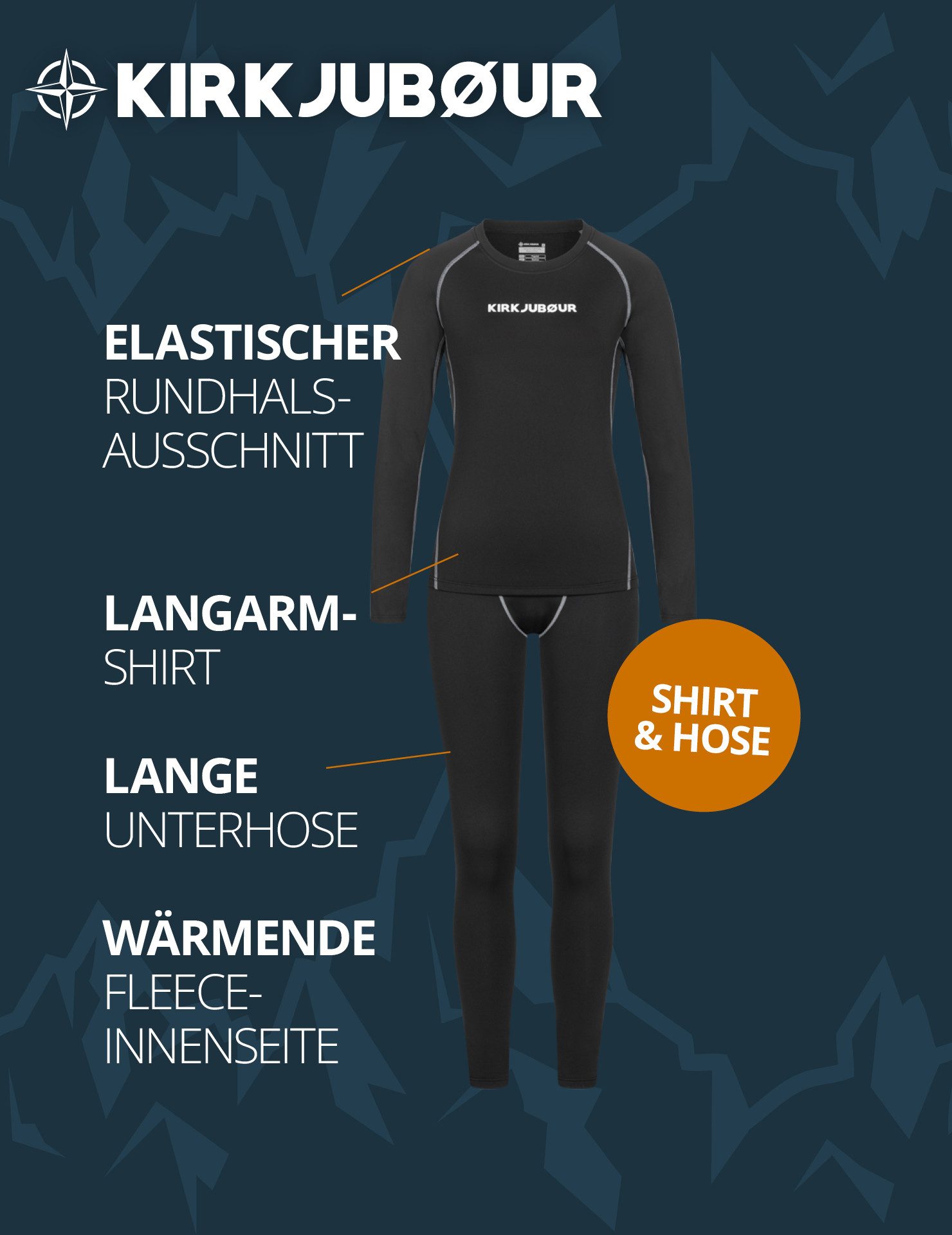 KIRKJUBOUR Thermounterhemd Hafjall (2-teilliges Thermounterwäsche Set) entwickelt, um auch an den kältesten Tagen warmzuhalten