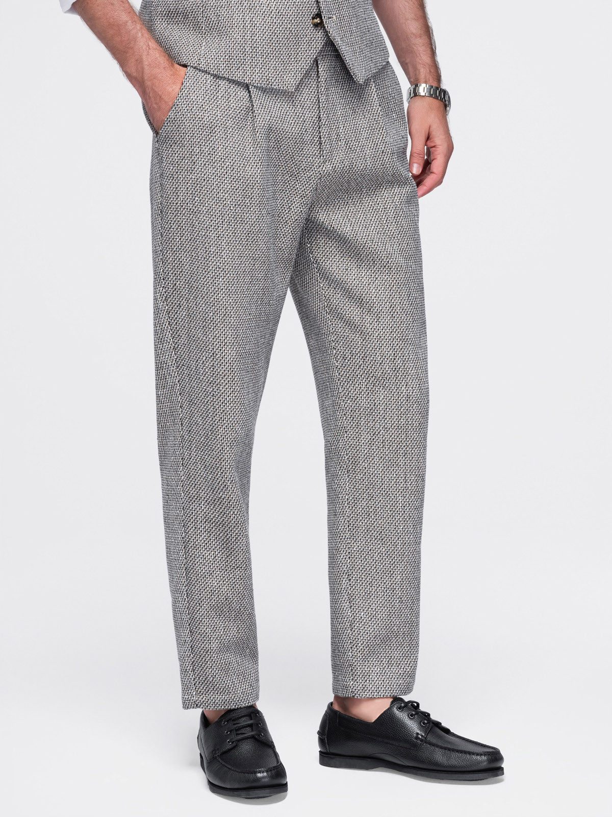 OMBRE Chinohose Herren Chinohose tapered leg mit eleganter Struktur Coffee melange M (kein Set, 1-tlg)
