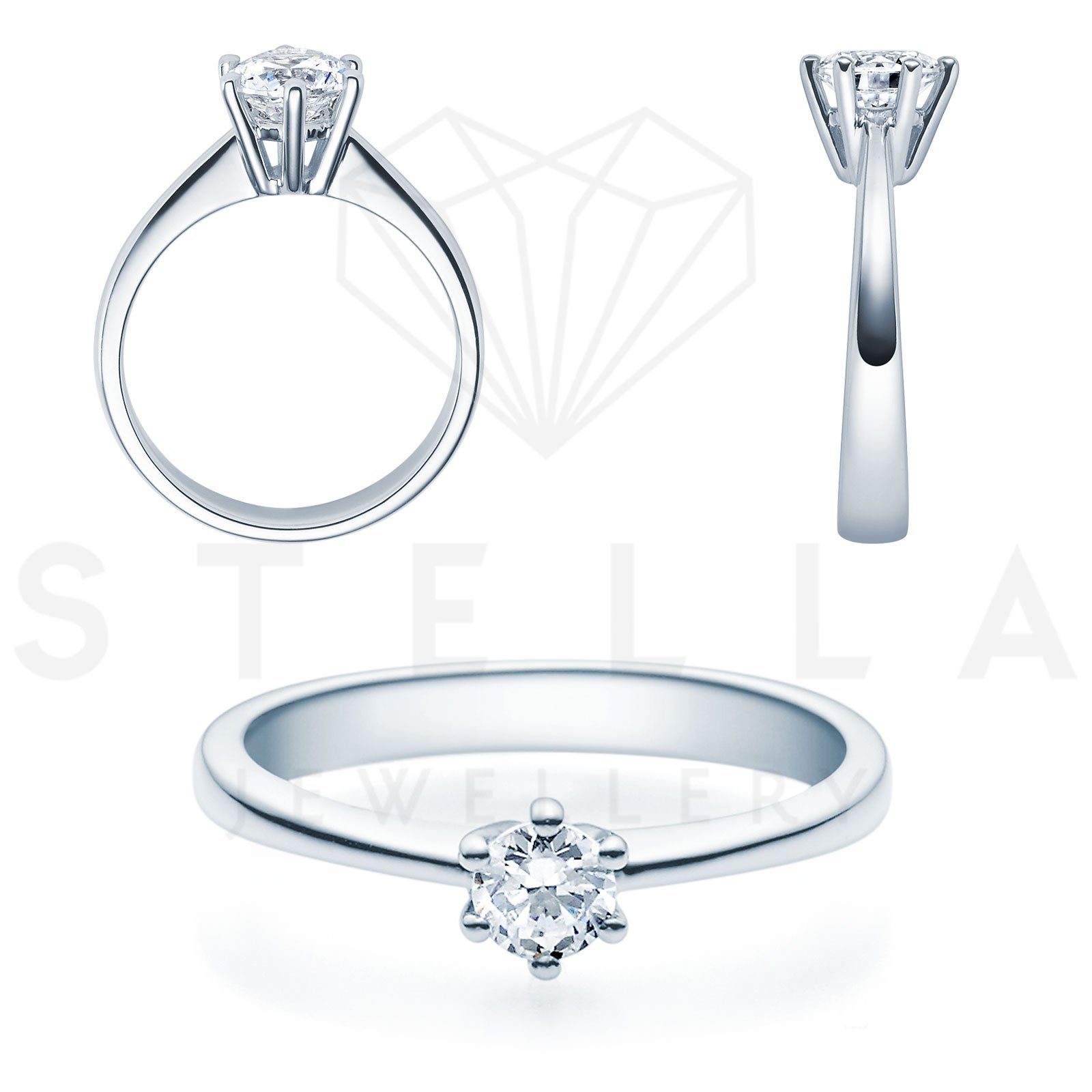 Stella-Jewellery Verlobungsring Verlobungsring 585er Weißgold Diamant - Gr. 54 (inkl. Etui), mit Brillant 0,35ct. - Poliert