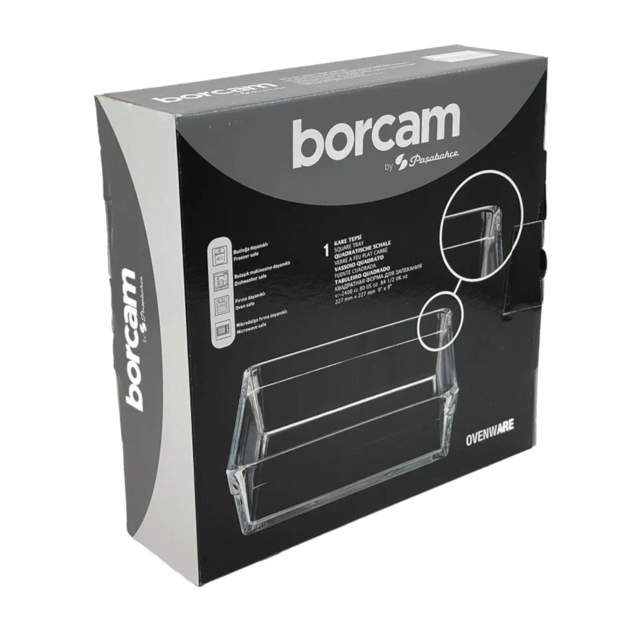 Pasabahce Auflaufform Borcam Quadratische Auflaufform - 22,7 x 22,7 cm, 2,4 L, Glas, (6-St), Ofen-, mikrowellen-, gefrier- und spülmaschinengeeignet