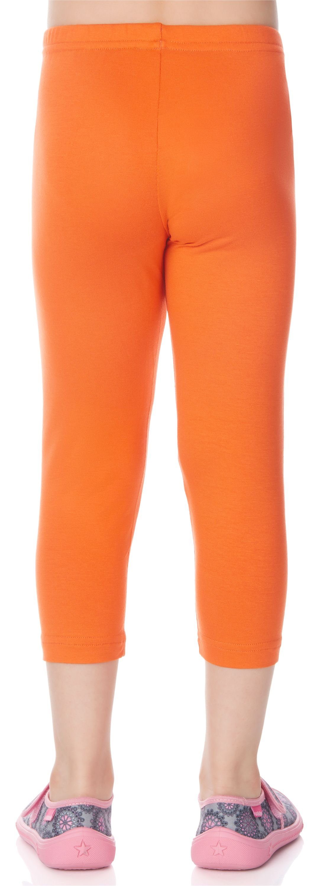 Orange 3/4 Mädchen (1-tlg) Bund elastischer Leggings MS10-131 Style Capri aus Leggings Merry Viskose