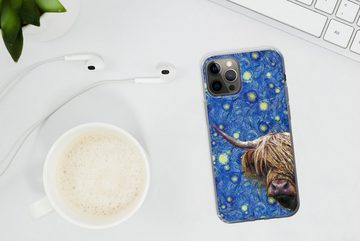 MuchoWow Handyhülle Sternennacht - Van Gogh - Schottischer Highlander, Handyhülle Apple iPhone 13 Pro, Smartphone-Bumper, Print, Handy