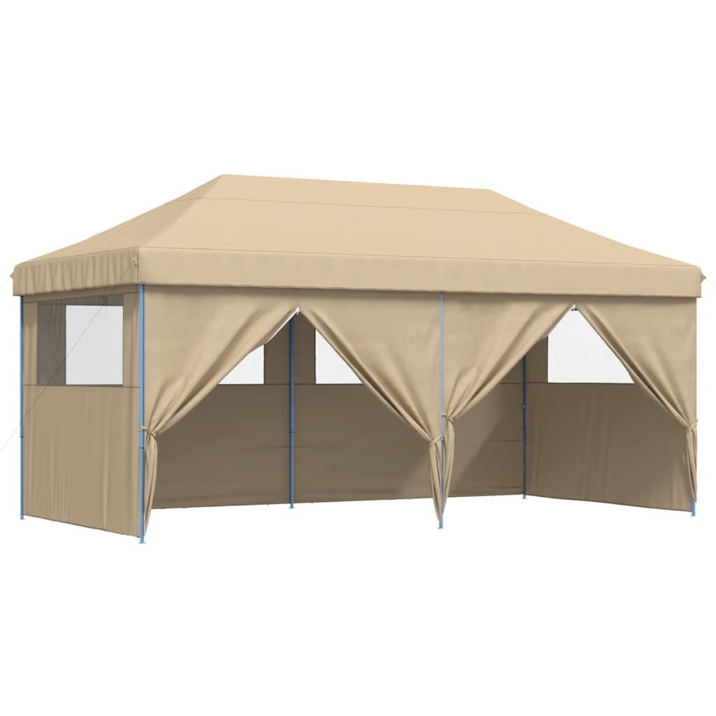 Pavillon Partyzelt Faltbar Pop-Up mit 4 Seitenteilen Beige Pavillon