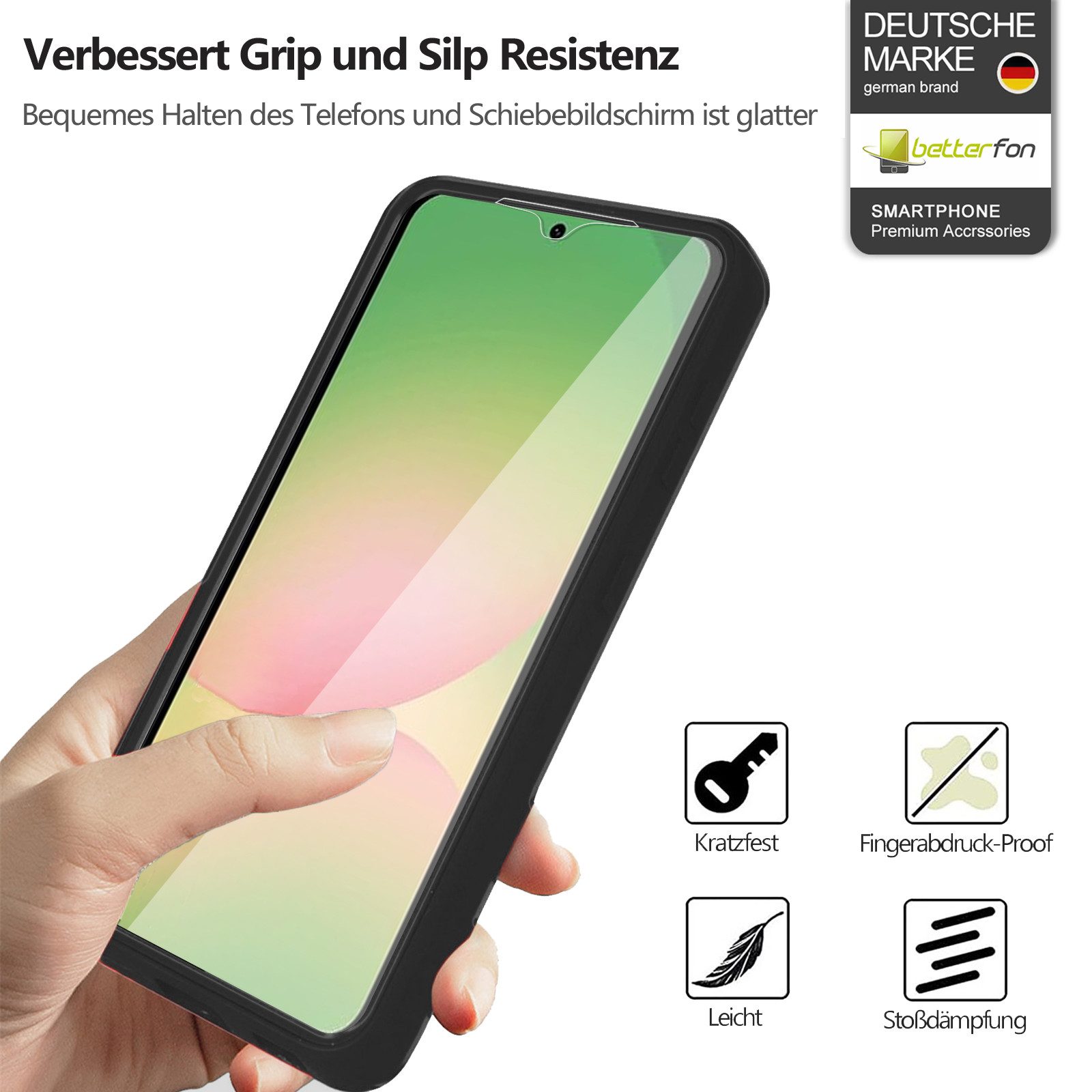 betterfon Handyhülle für Samsung Galaxy A37, 360° Hülle mit Integriertem Displayschutz, 2-teiliges 360 Grad Case mit Rundumschutz und Displayschutz – Bild 2 von 5