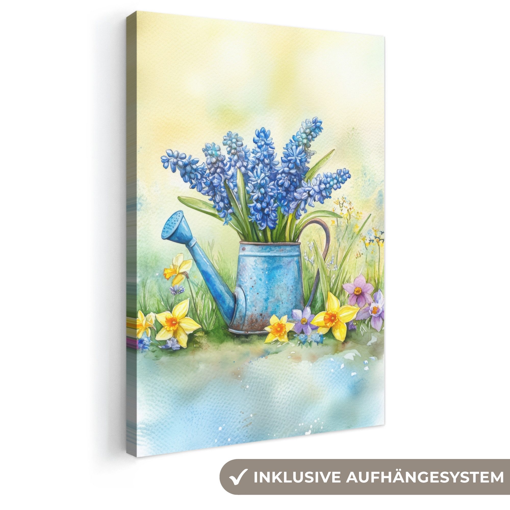 OneMillionCanvasses® Leinwandbild Gießkanne - Lavendel - Blüten, Fotodruck (1 St), Leinwand Canvas Wandbild, Wanddekoration 20x30 cm