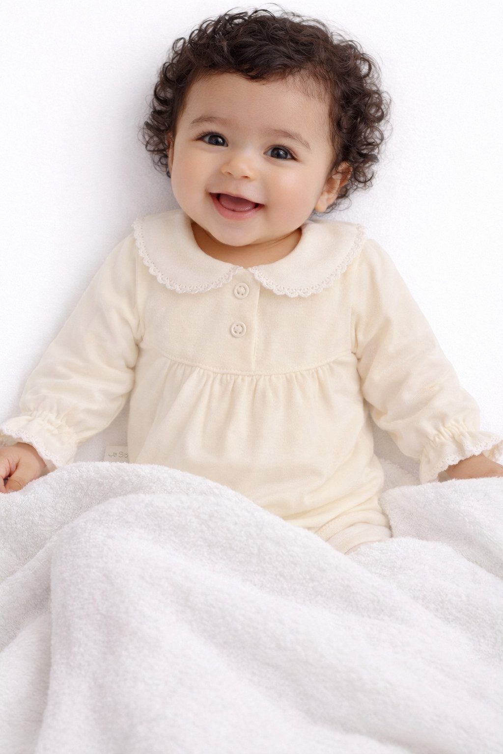 La Bortini Body Baby Langarmbody mit Kragen in Creme Mädchenbody aus reiner Baumwolle, 44 50 56 62 68 74 80 86 92 98