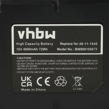 vhbw passend für Milwaukee C18 PCG/600, PCG/600A-201B, PCG/600T-201B, PD, Akku 4000 mAh