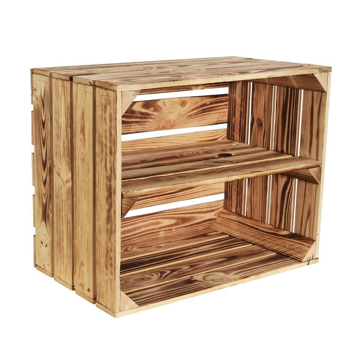 CHICCIE Holzkiste Langes Regal Geflammt 50x40x30cm günstig online kaufen