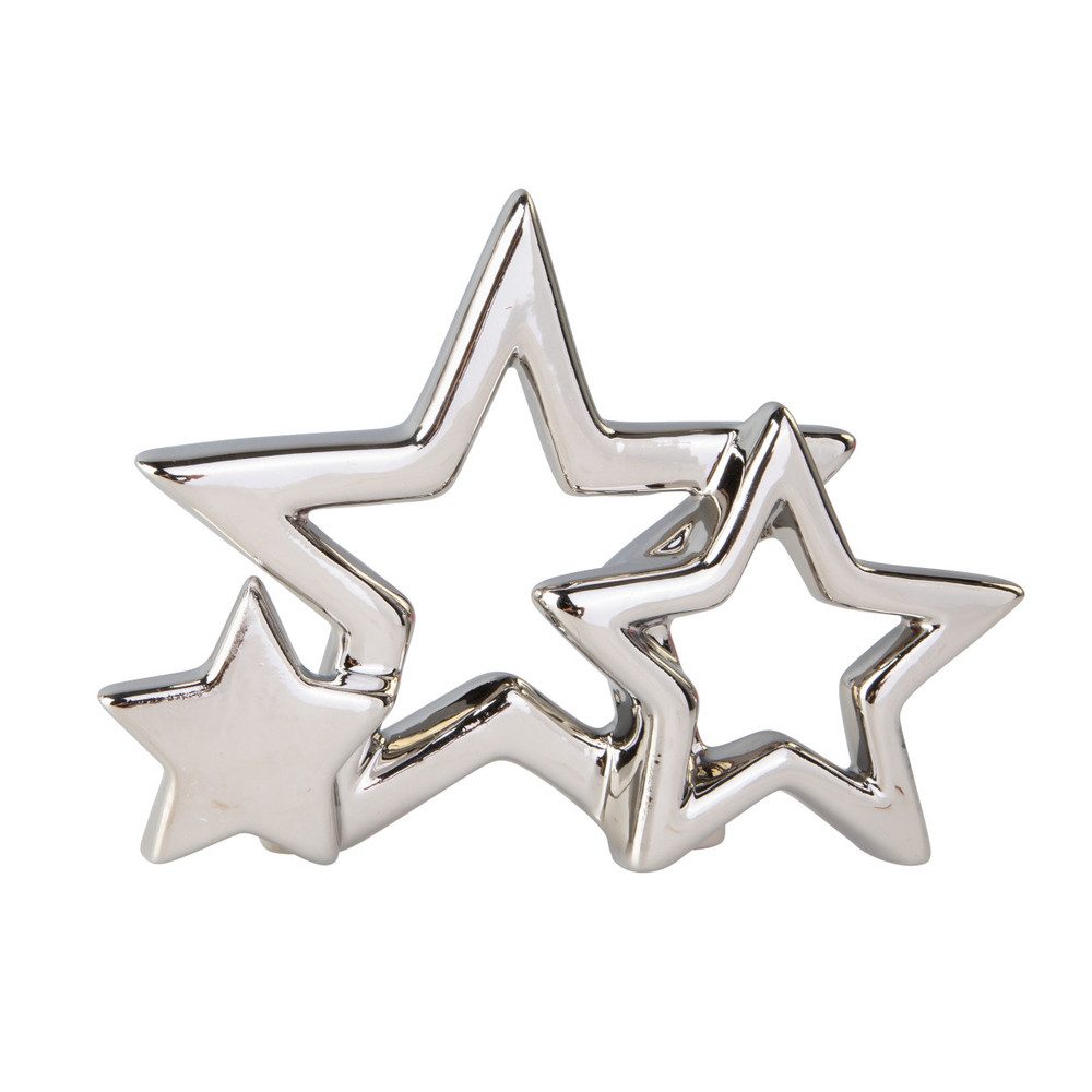 MICA Weihnachtsfigur Standdeko - 3 Sterne und Silhouetten - silber glänzend günstig online kaufen