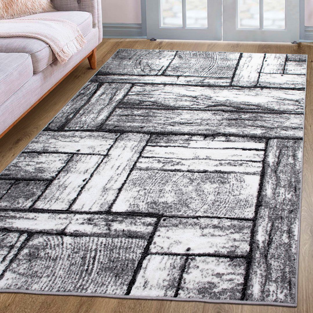 OTTO home Teppich Sierning, rechteckig, Höhe: 8 mm, softer Flor, Kurzflor, modernes Design, in Holz-Optik