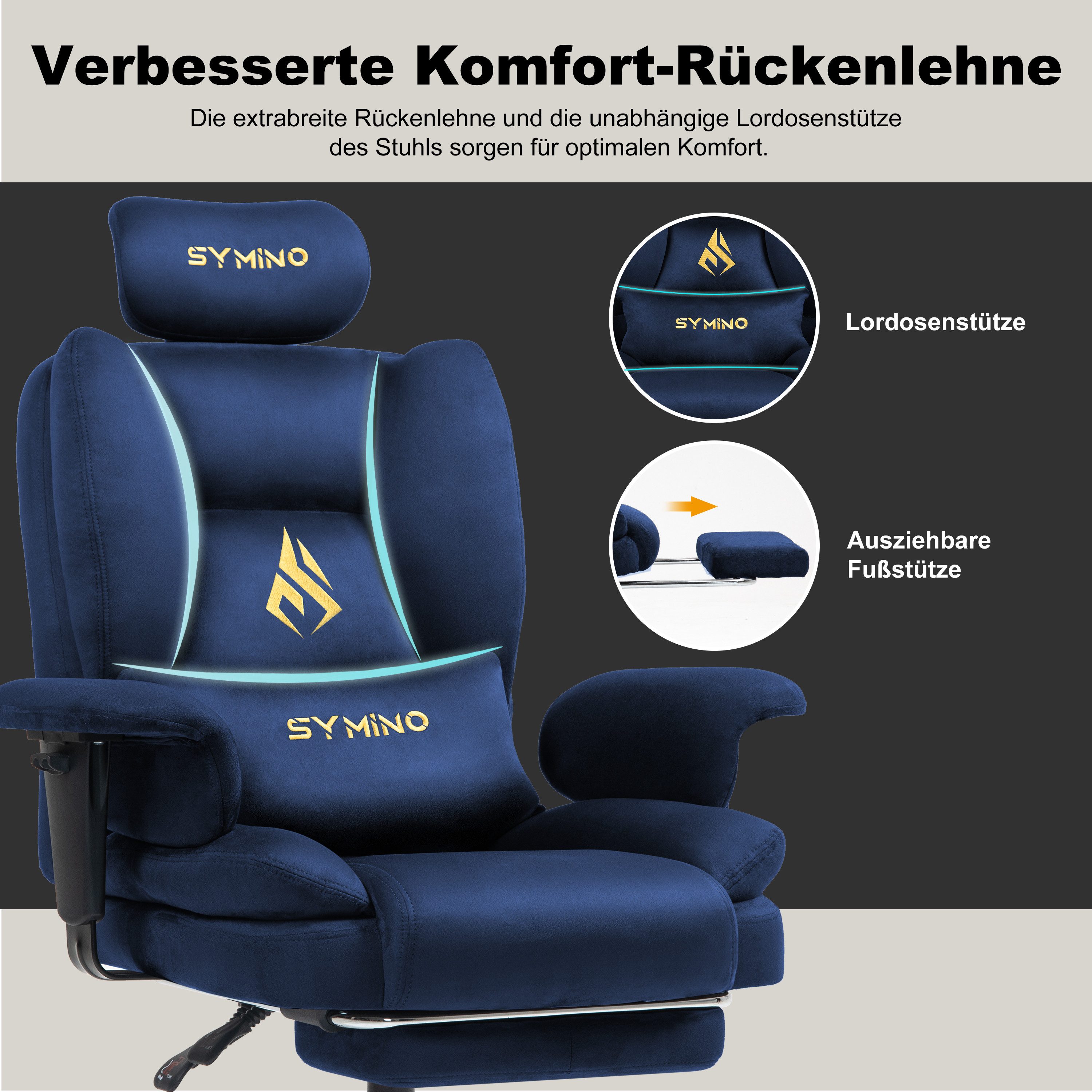symino Stuhl Ergonomischer Sofa-Gaming-Stuhl, Verstellbarer Gamer-Stuhl, mit Hochwertigem Kunstpelzbezug für Ultimativen Komfort – Bild 4 von 5