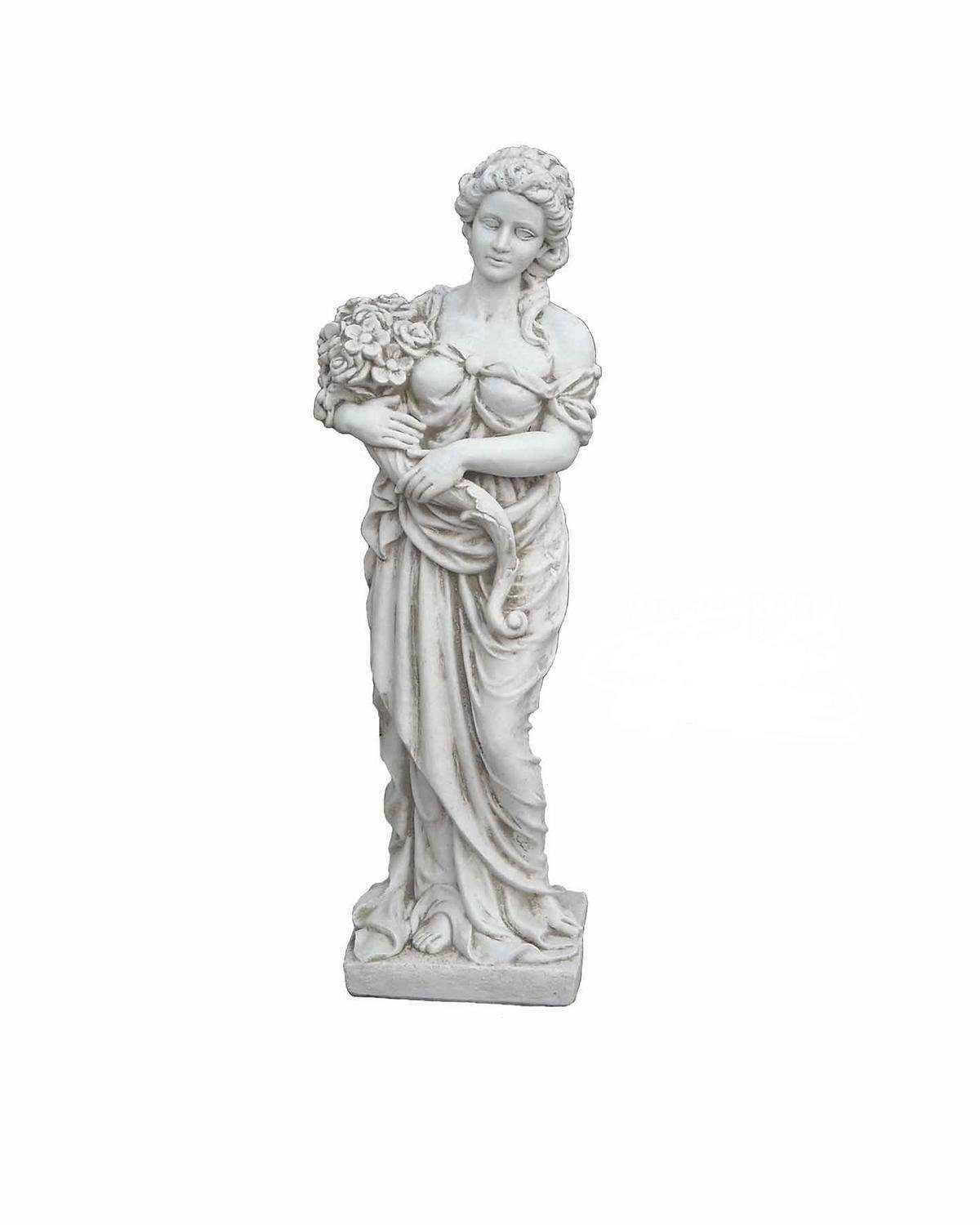 Antikes Wohndesign Gartenfigur Blumenfrau Griechische Gartenfigur mit Blumen Steinfigur Frauenfigur