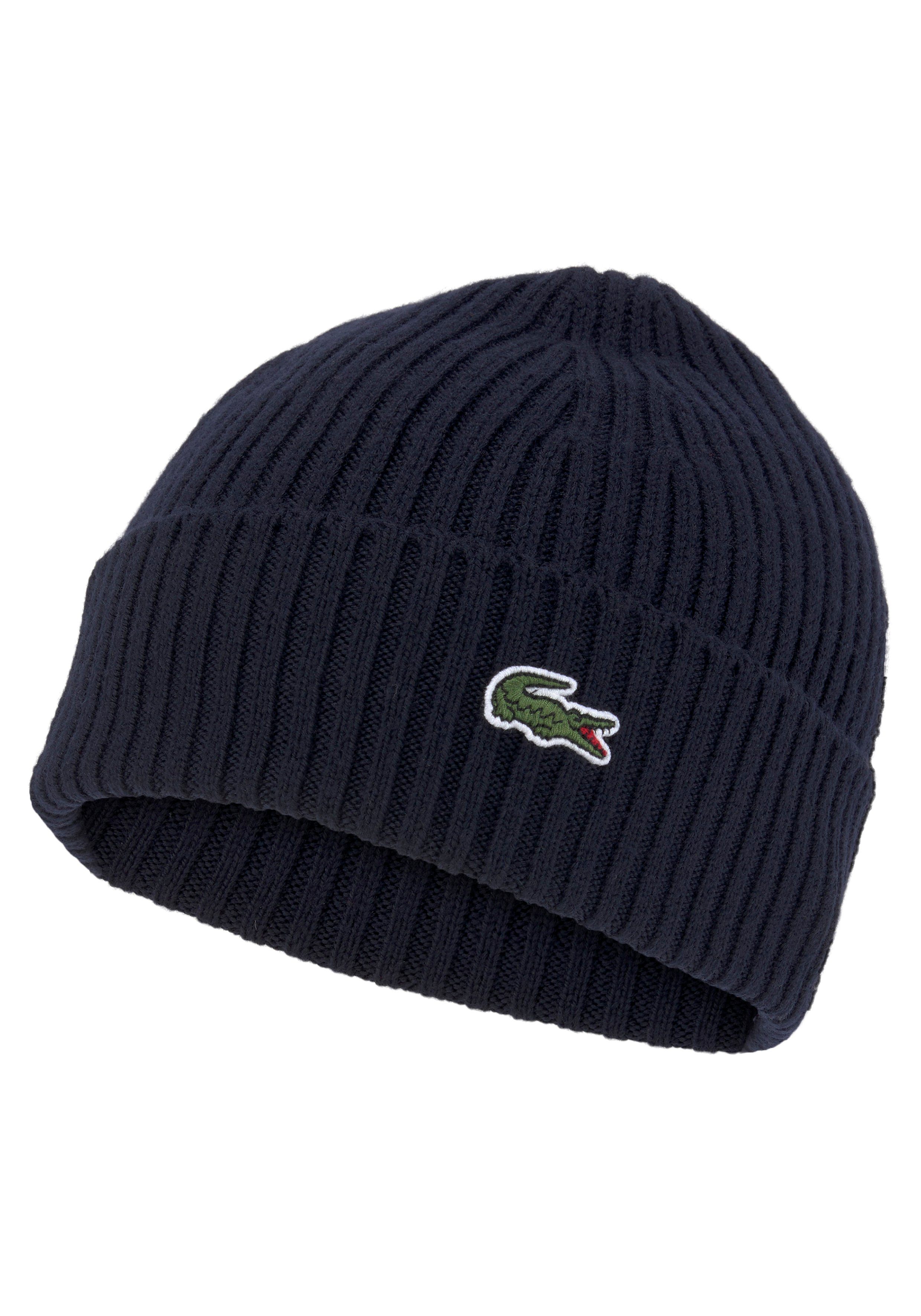 Lacoste Strickmütze mit marine Logostickerei