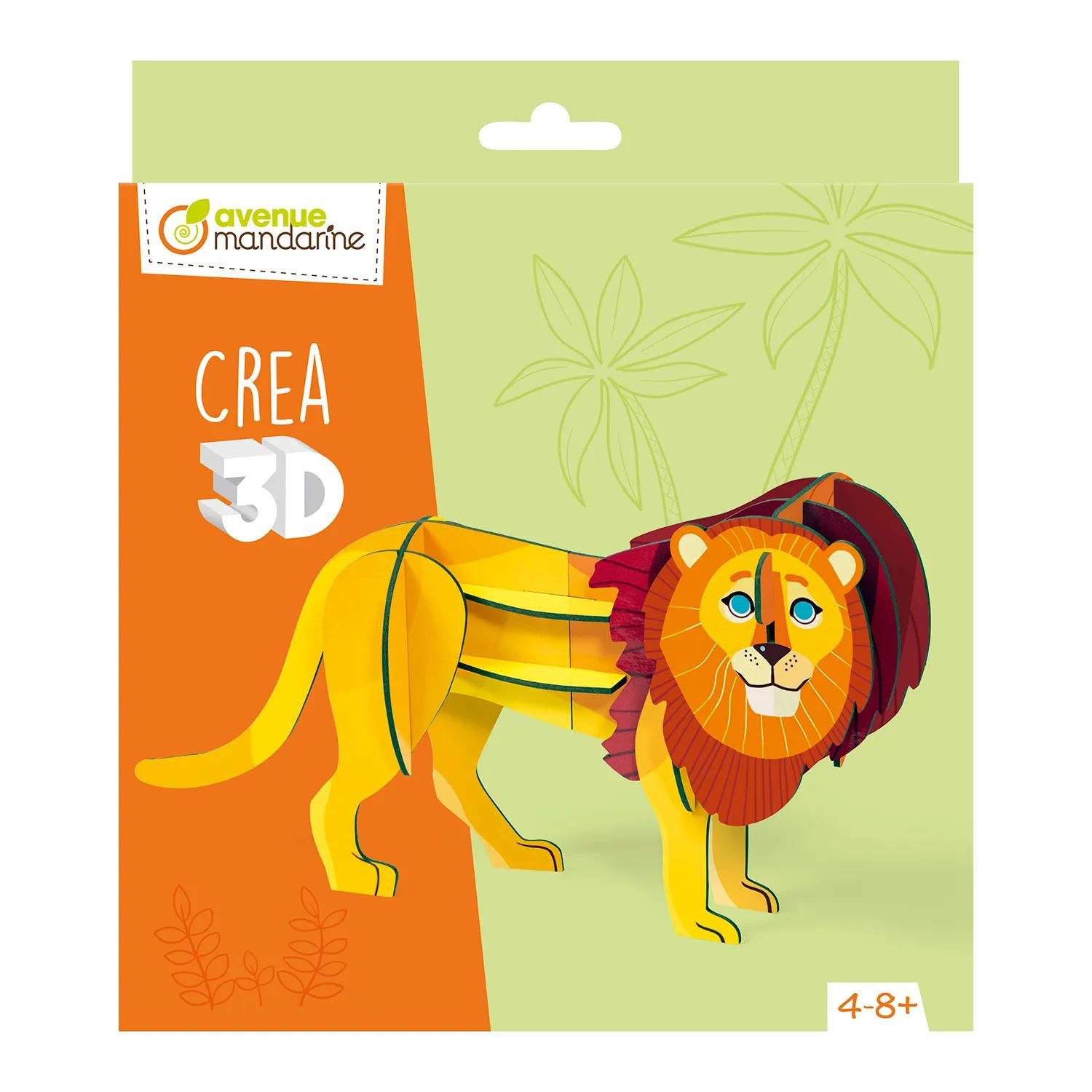 Avenue Mandarine Puzzle 3x Crea 3D, Lion - Orange PU035C, Puzzleteile, My Mandarine