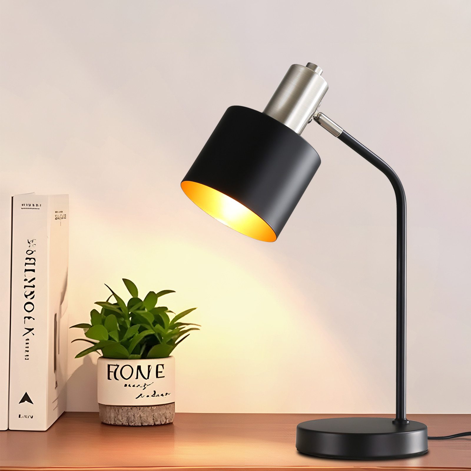 Nettlife Tischleuchte Schwarz Gold E27 Vintage Arbeitszimmer Schreibtischla günstig online kaufen