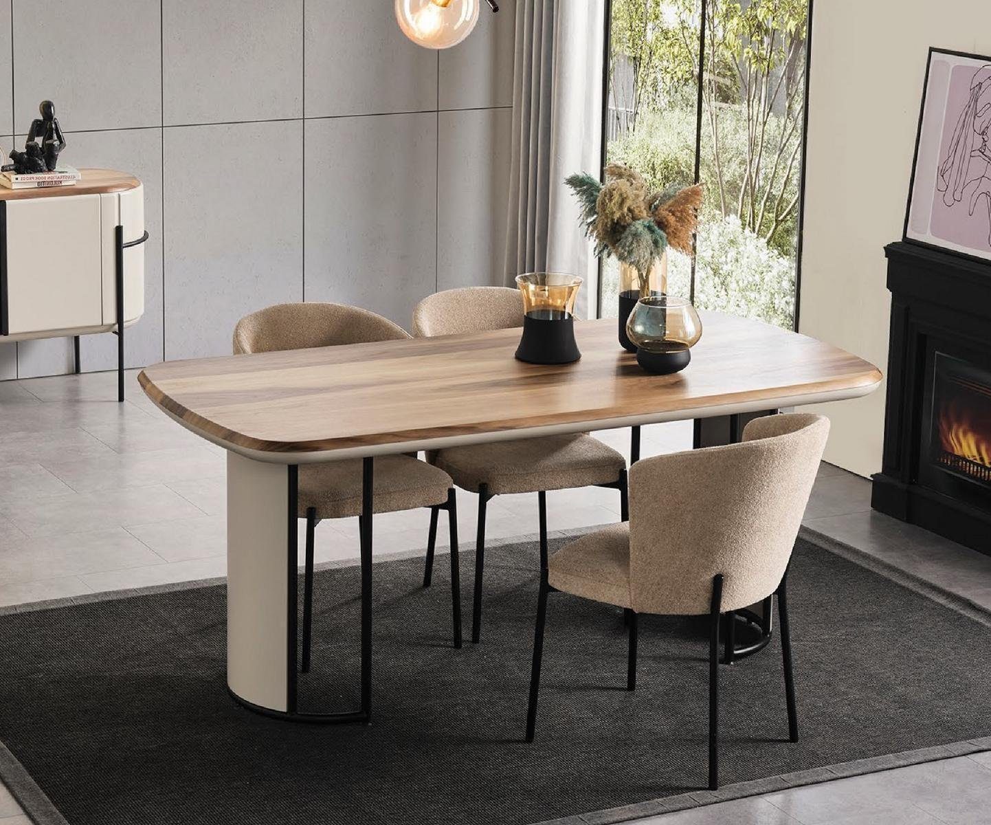 Esstisch Garnitur Beige JVmoebel Gruppe Esszimmer Holz Esstisch Tische Tisch Design