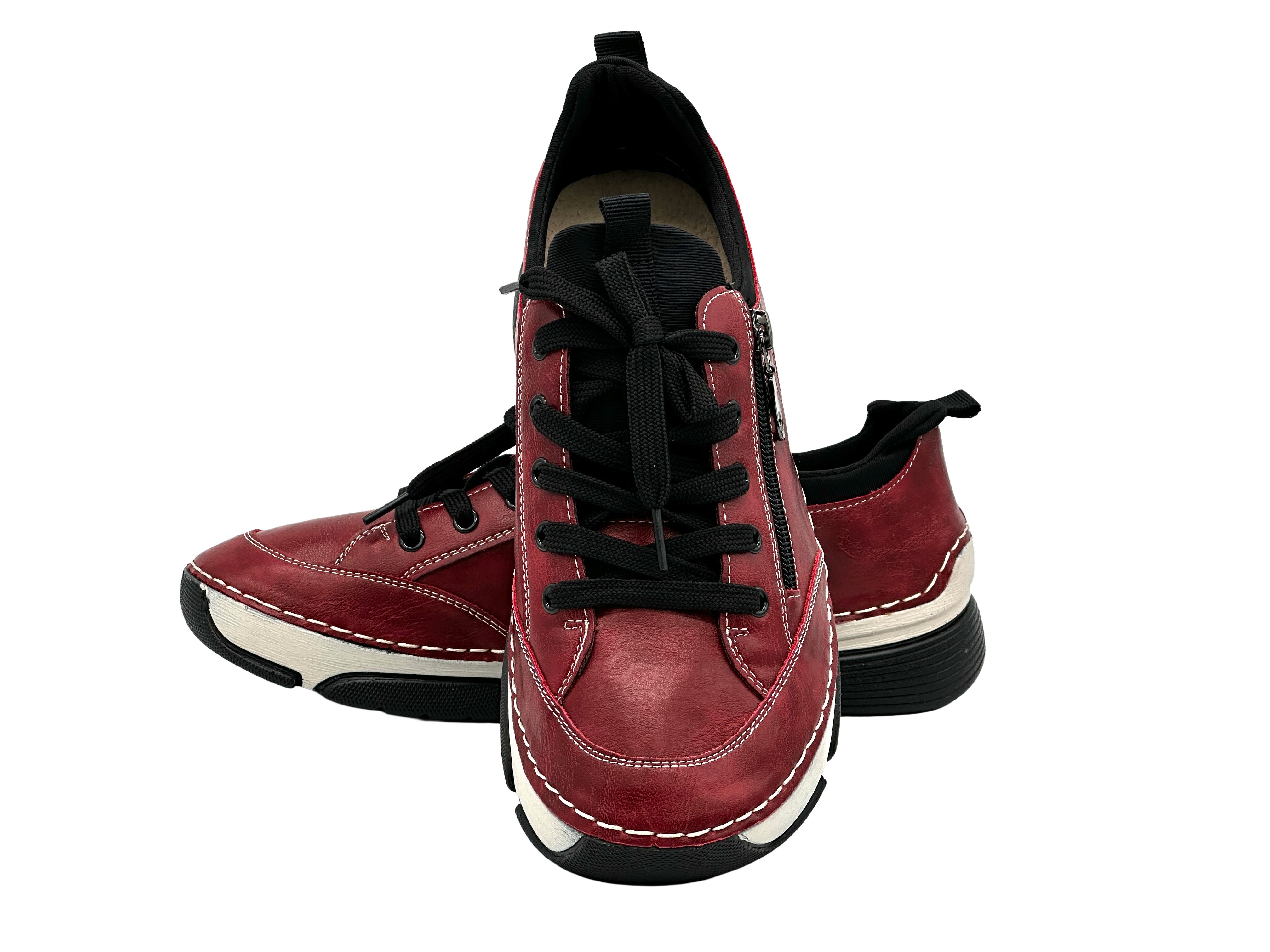 Nowaland Bequeme Damen Freizeitschuhe mit Zierreißverschluss und Schnürung Slipper Komfortschuhe mit flexiblem Laufsohlen-Design